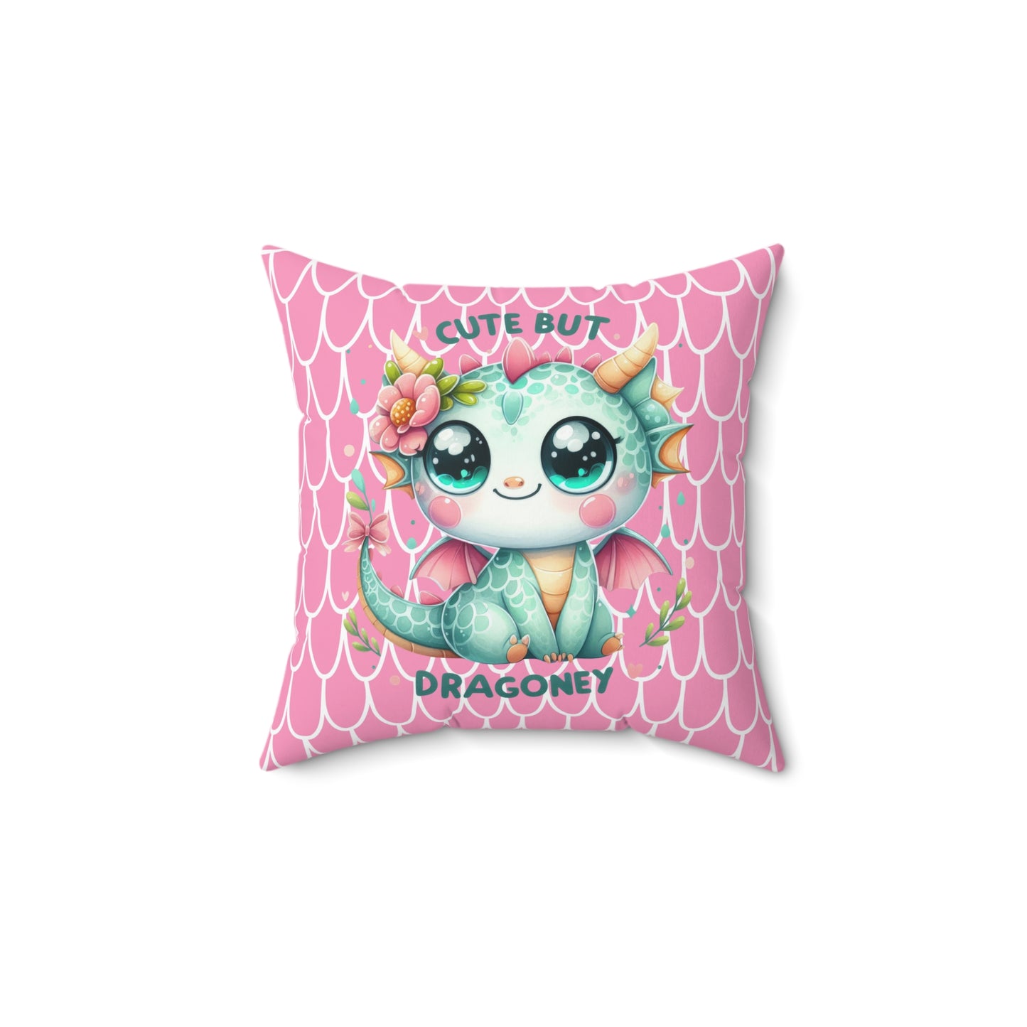 Cute But Dragoney Square Pillow, Dragon Pillow, Kids Room Decor, Fantasy Gift, Cute Home Accent, Magical Plush Cushion