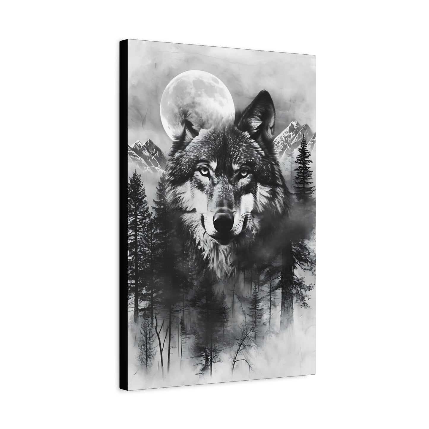 Majestic Wolf Canvas Wall Art - Black and White Wilderness Decor