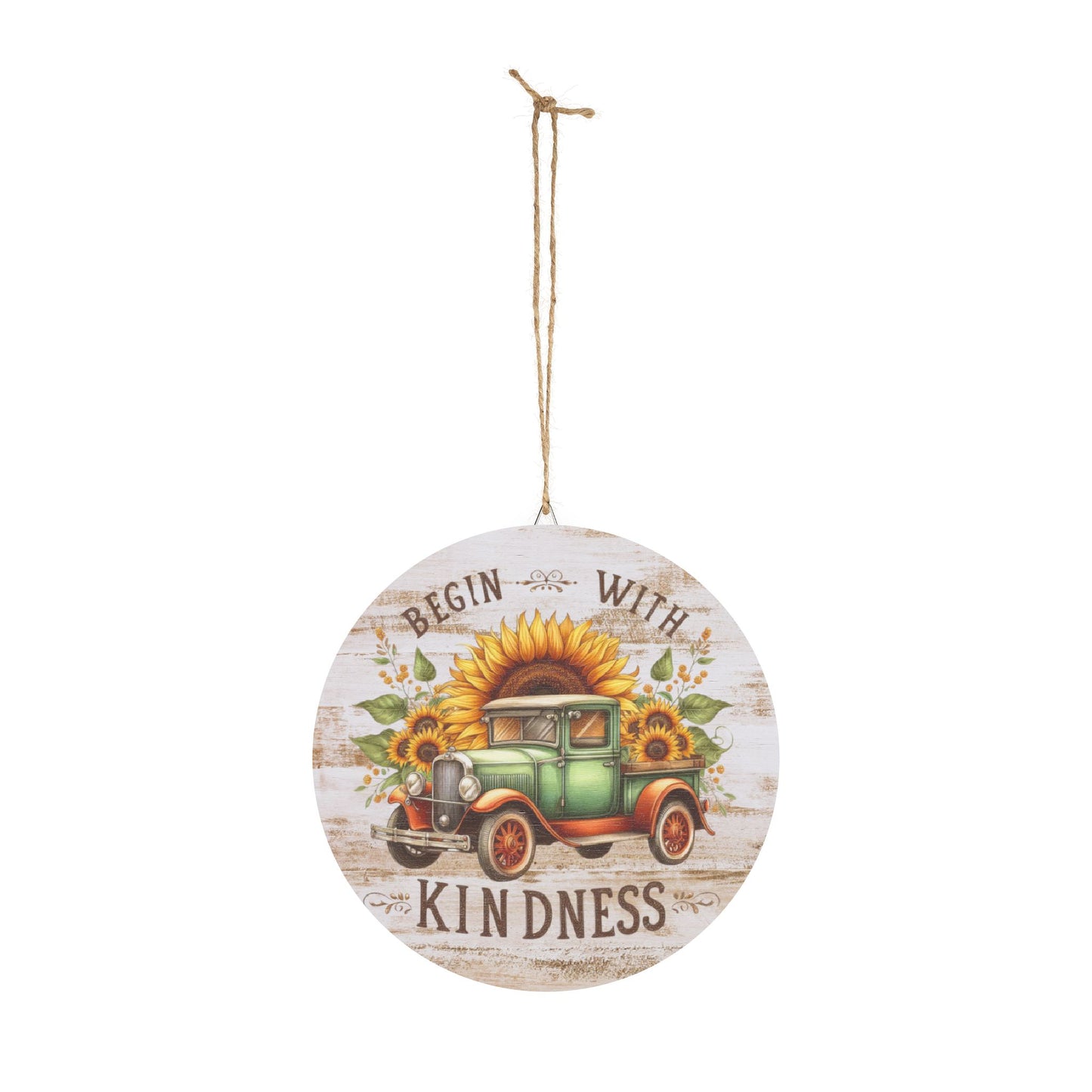 Rustic Charm Wood Signs - Truck and Sunflower Decor with Inspirational Quote