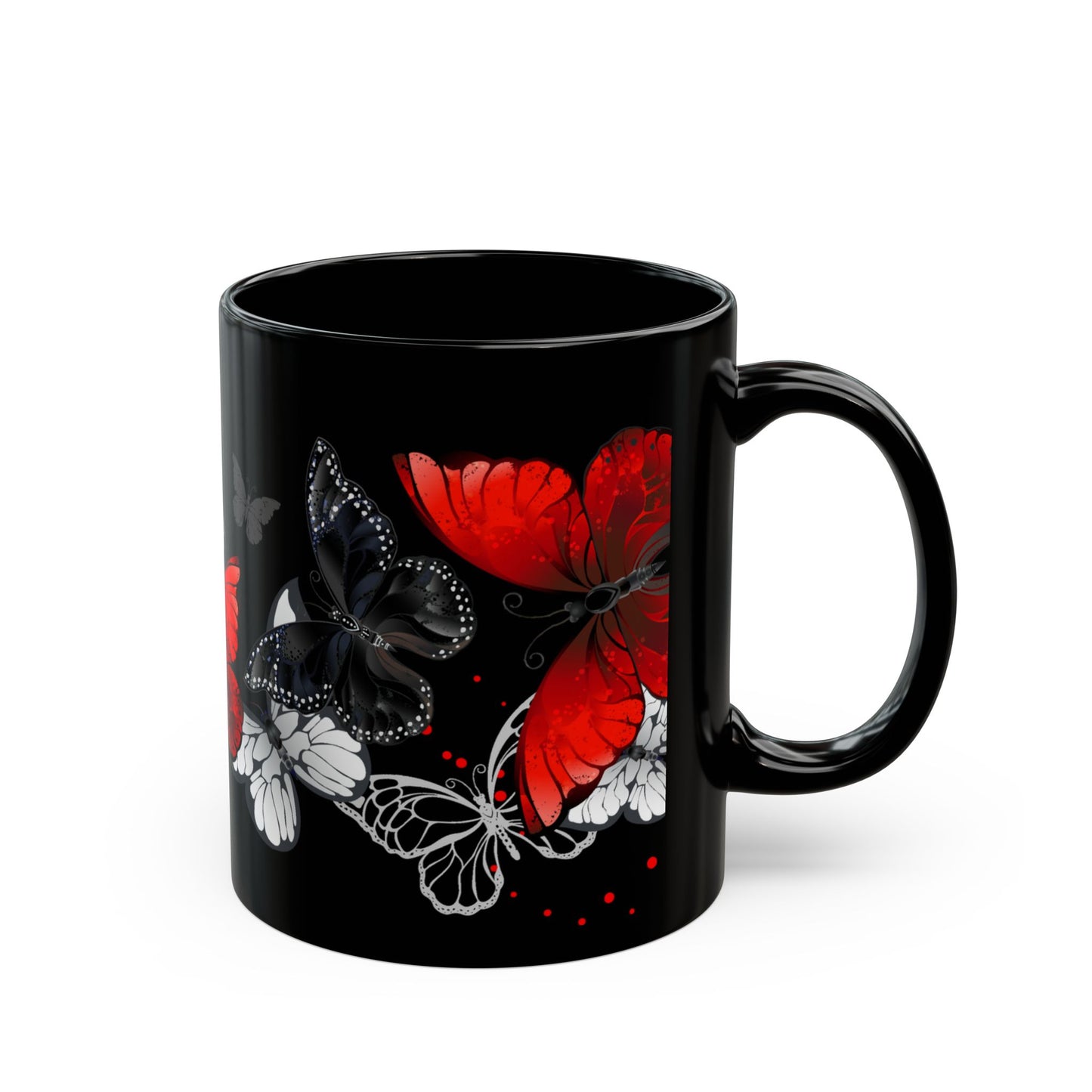 Elegant Butterfly Black Mug - 11oz & 15oz | Perfect Gift for Mothers, Nature Lovers