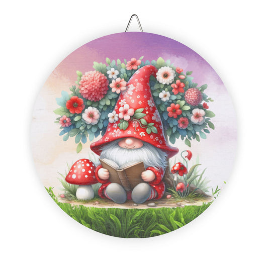 Whimsical Gnome Rustic Charm Wood Sign - Rustic Charm Floral Garden Gnome Home Decor
