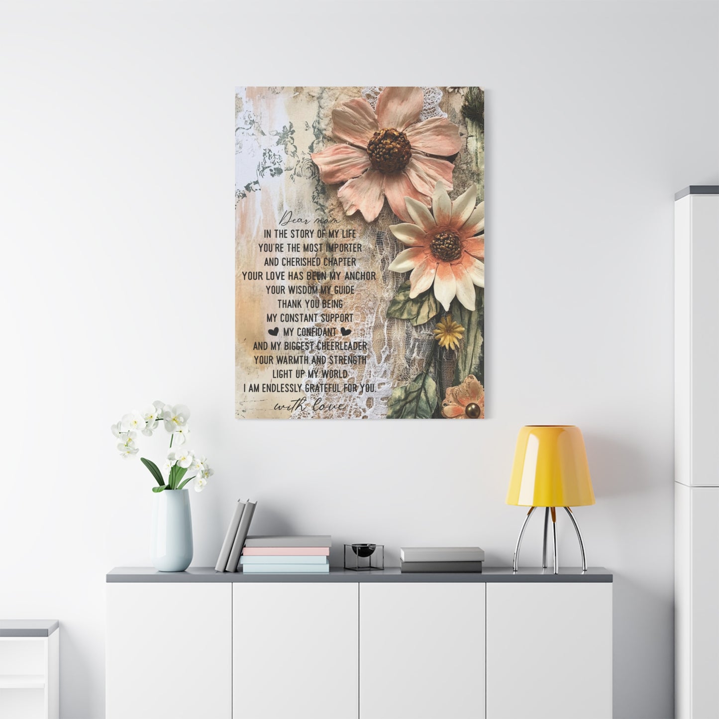 Floral Canvas Wall Art - Heartfelt Mom Appreciation Decor