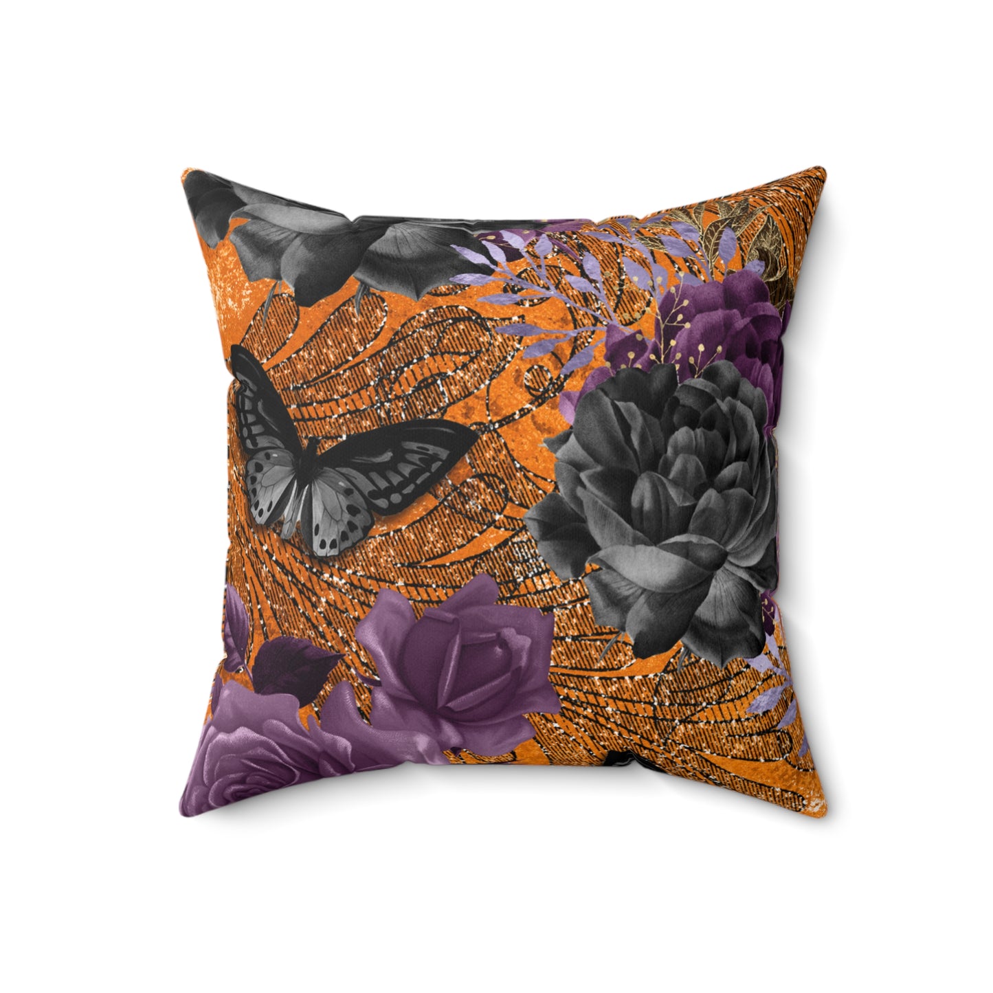 Elegant Floral Butterfly Pillow, Decorative Halloween Cushion, Home Decor, Autumn Aesthetic, Gift for Her, Floral Throw Pillow