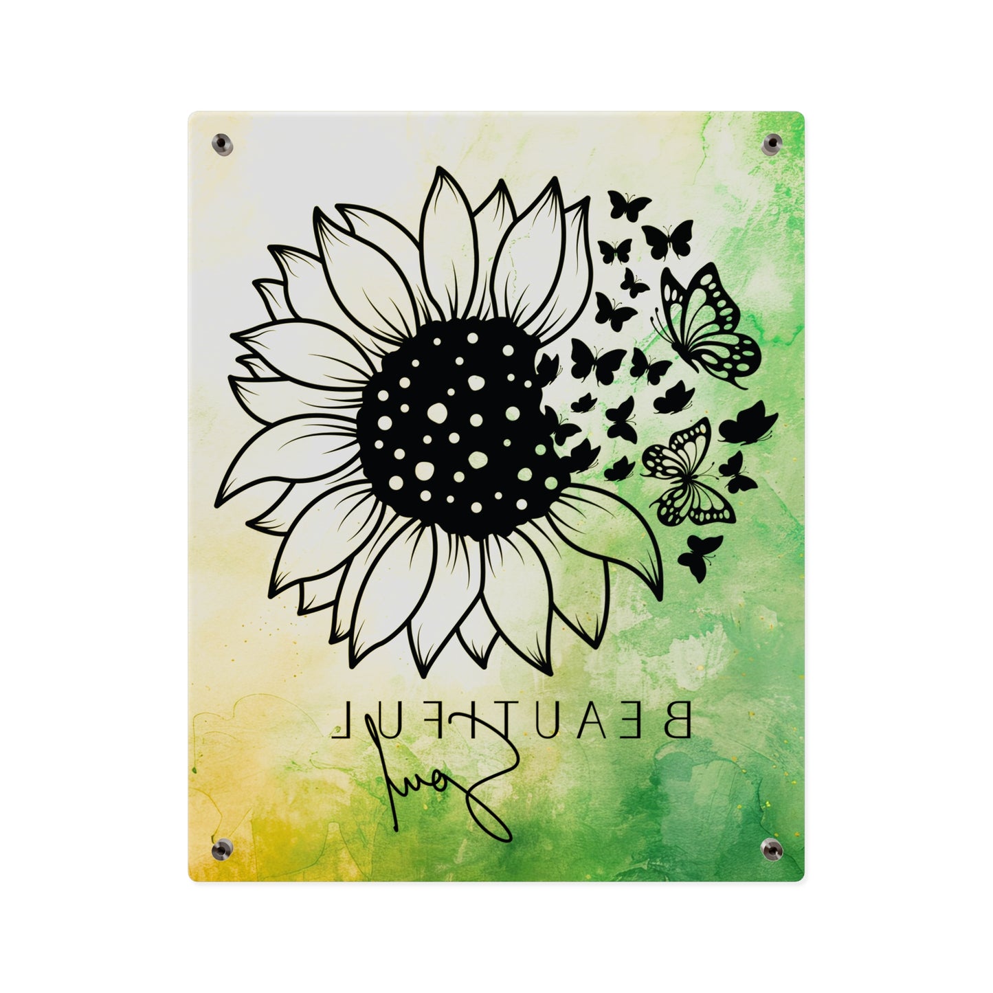 Beautiful Soul Acrylic Wall Art Panel with Sunflower Design