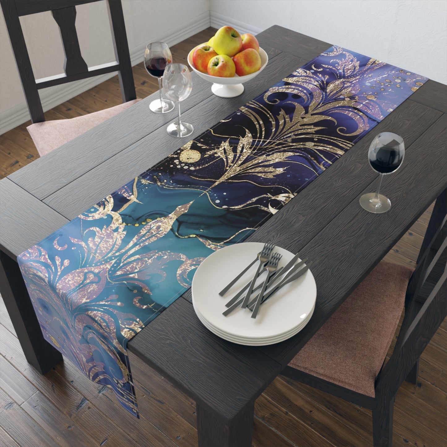 Elegant Floral Table Runner, Boho Dining Decor, Wedding Reception Tablecloth, Rustic Home Decor, Party Table Decoration