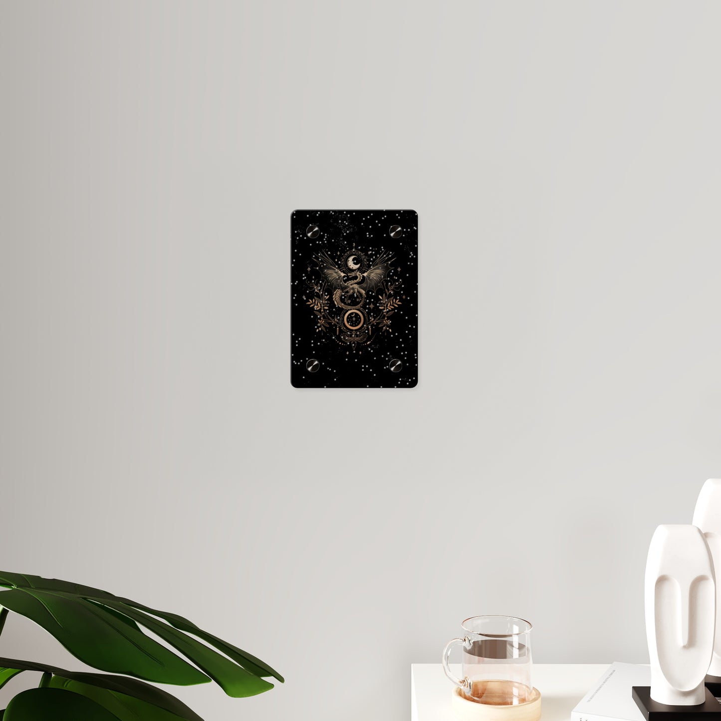 Celestial Acrylic Wall Art Panel - Mystical Dragon with Moon and Stars Decor