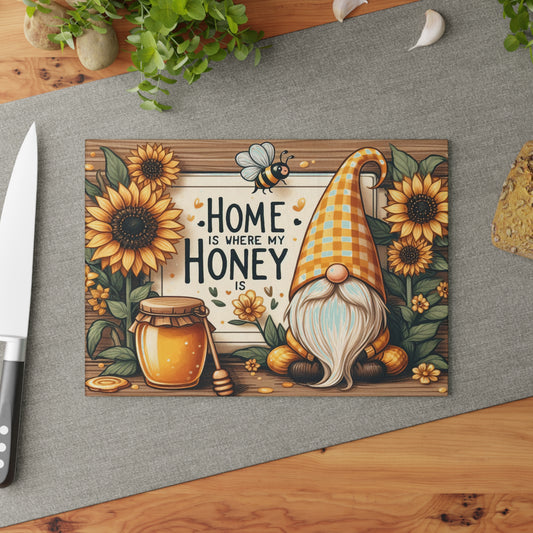 Home is Where My Honey Is Glass Cutting Board - Rustic Country Charm