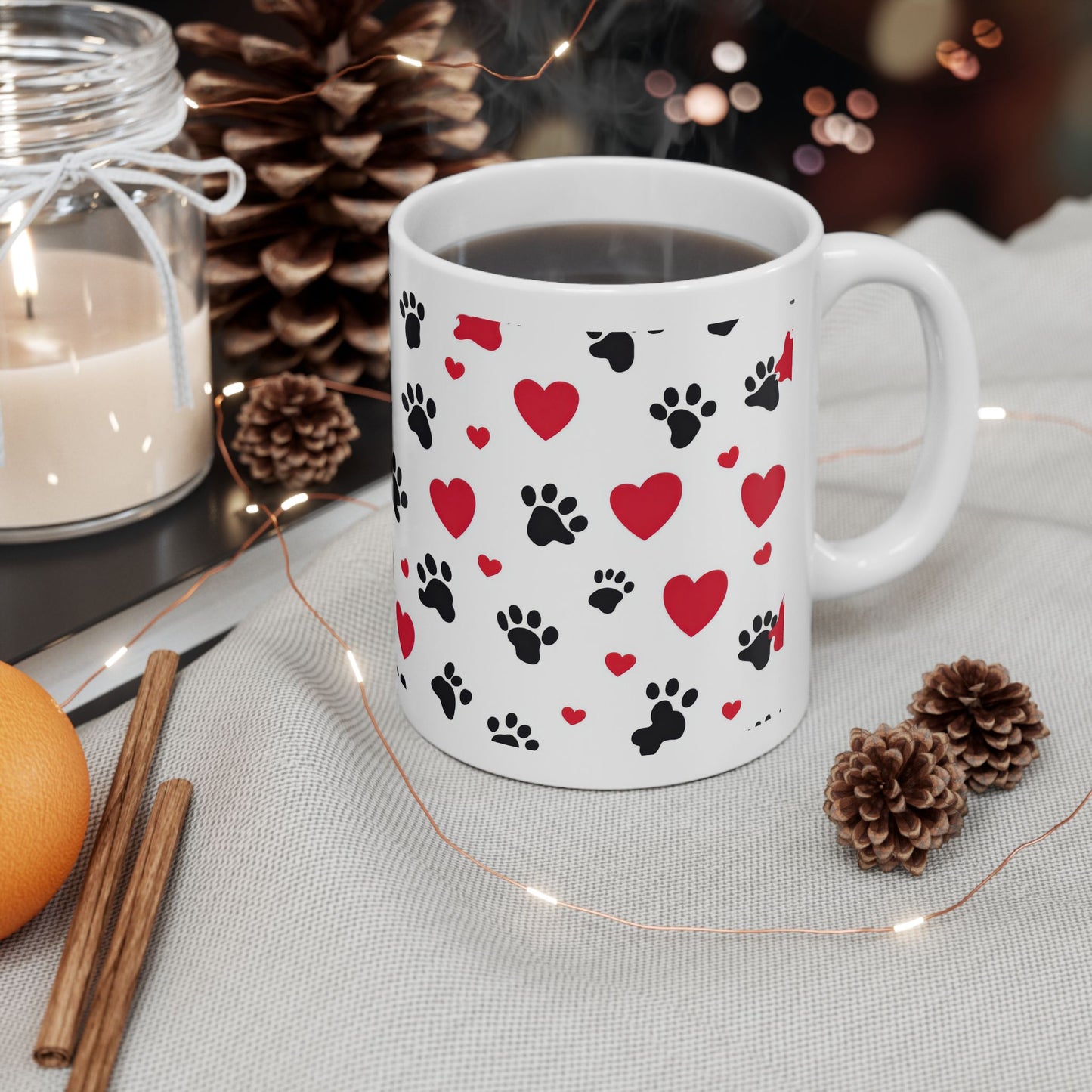 Valentine Paw Print Ceramic Mug – I Love My Furry Valentine (11oz & 15oz)