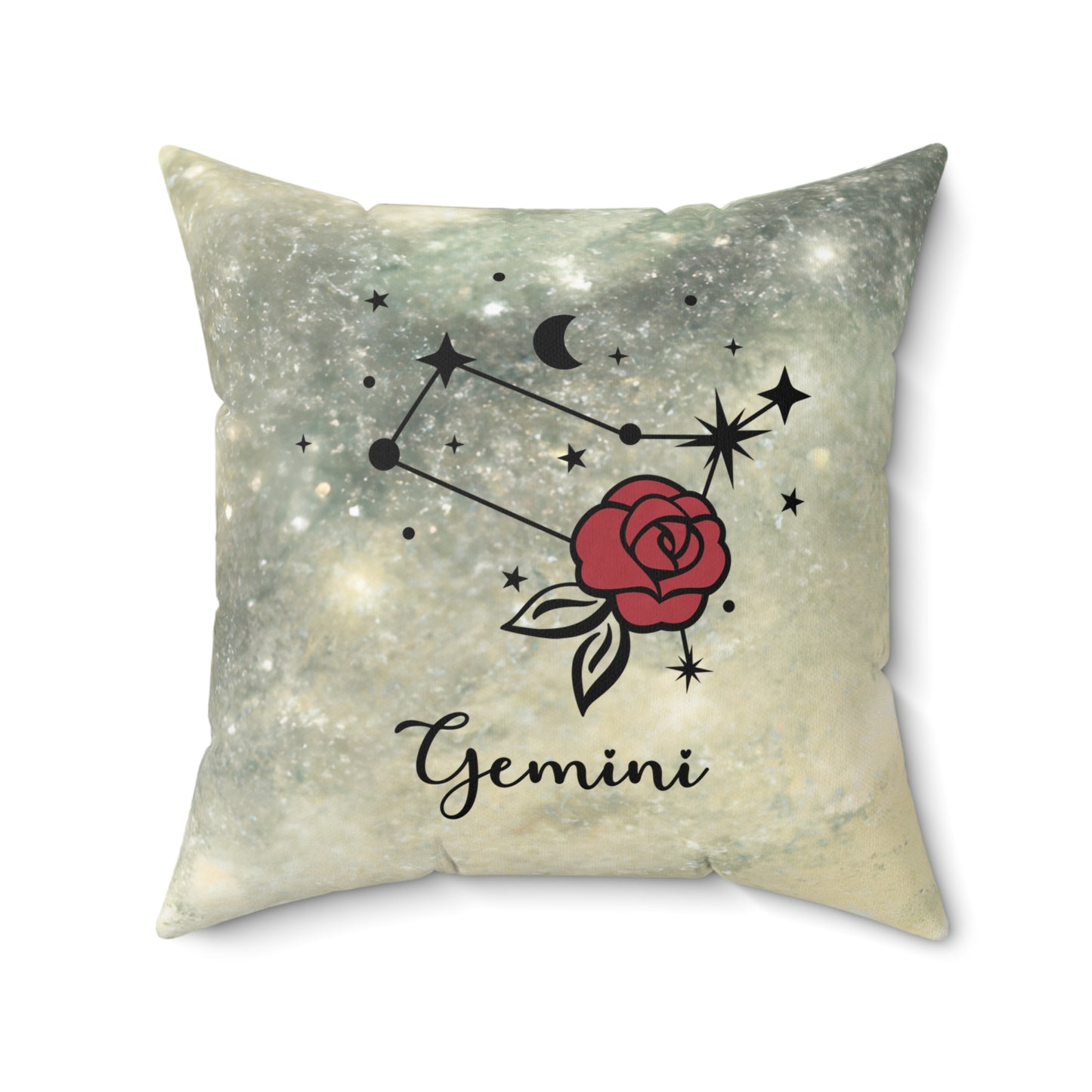 Gemini Zodiac Rose Pillow, Astrology Home Decor, Gift for Astrology Lovers, Star Sign Cushion, Cosy Decorative Pillow
