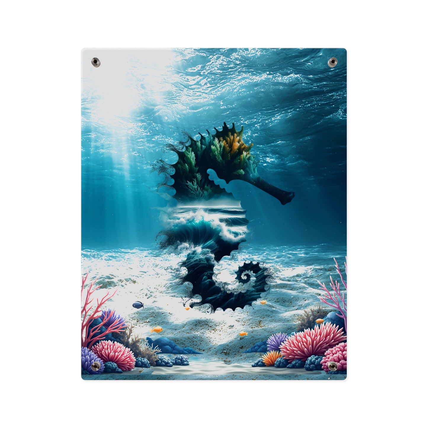 Acrylic Wall Art Panel — Underwater Seahorse Ocean Scene Panel