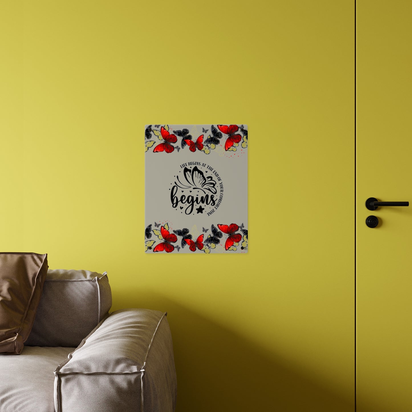 Inspirational Butterfly Acrylic Wall Art Panel - 'Life Begins' Decor