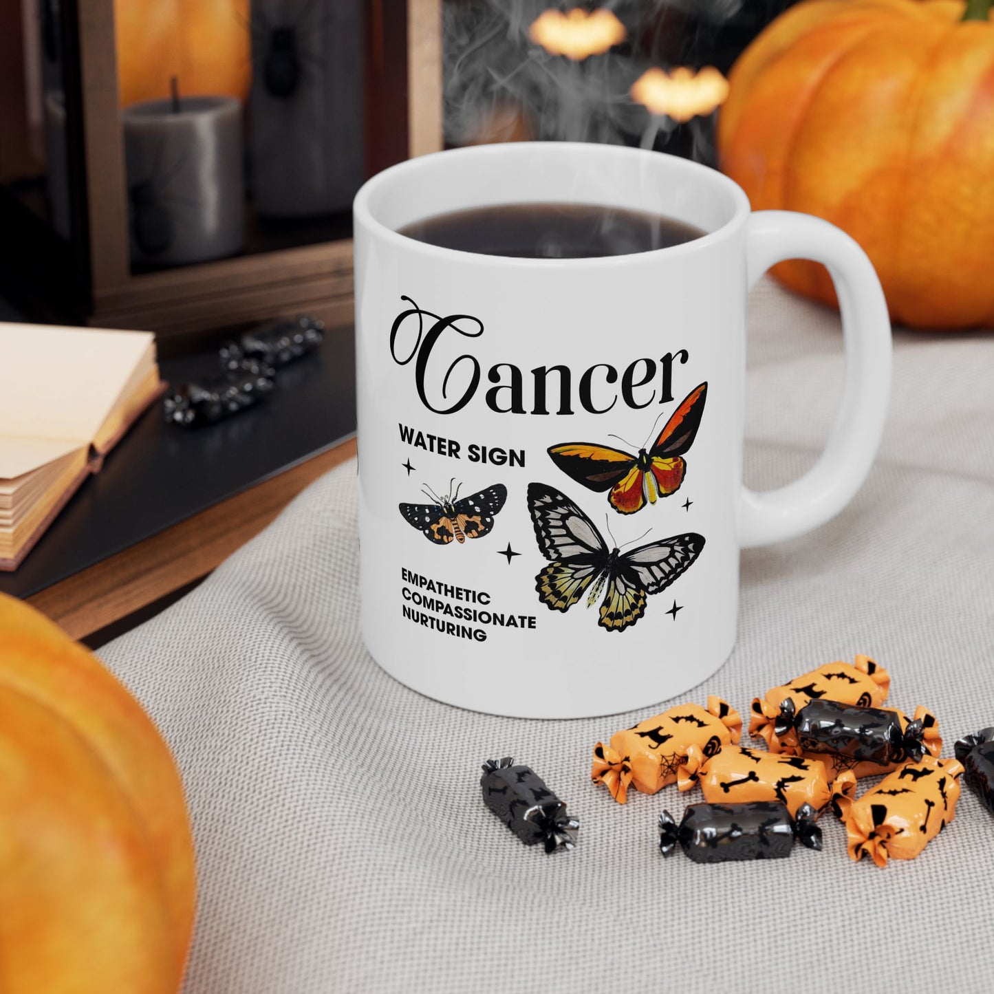 Cancer Zodiac Ceramic Mug – Empowering Design for Zodiac Lovers