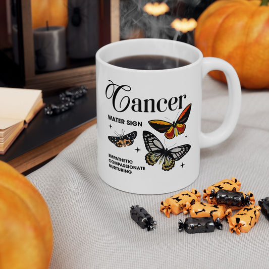Cancer Zodiac Ceramic Mug – Empowering Design for Zodiac Lovers