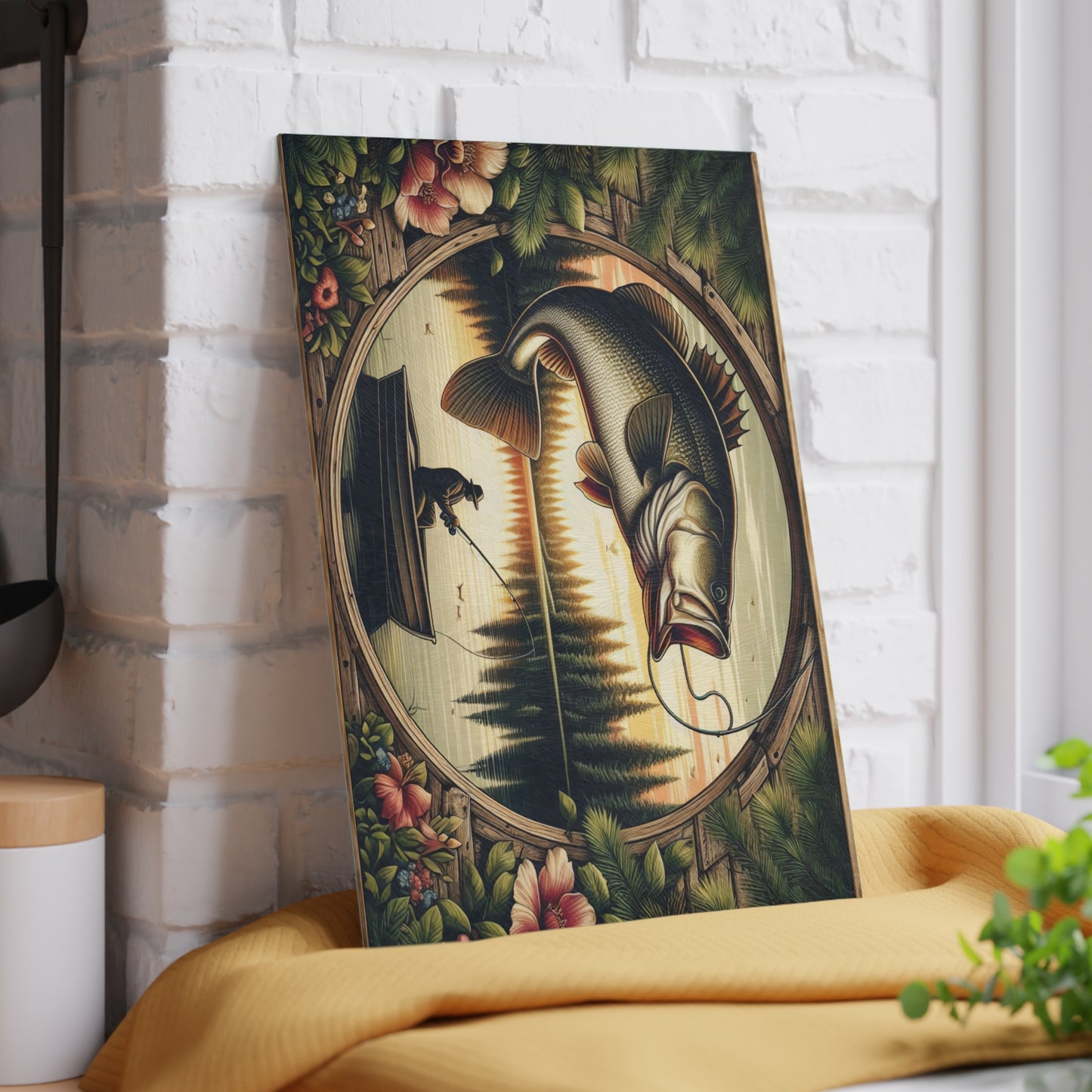 Rustic Fisherman Glass Cutting Board - Perfect Gift for Outdoor Enthusiasts