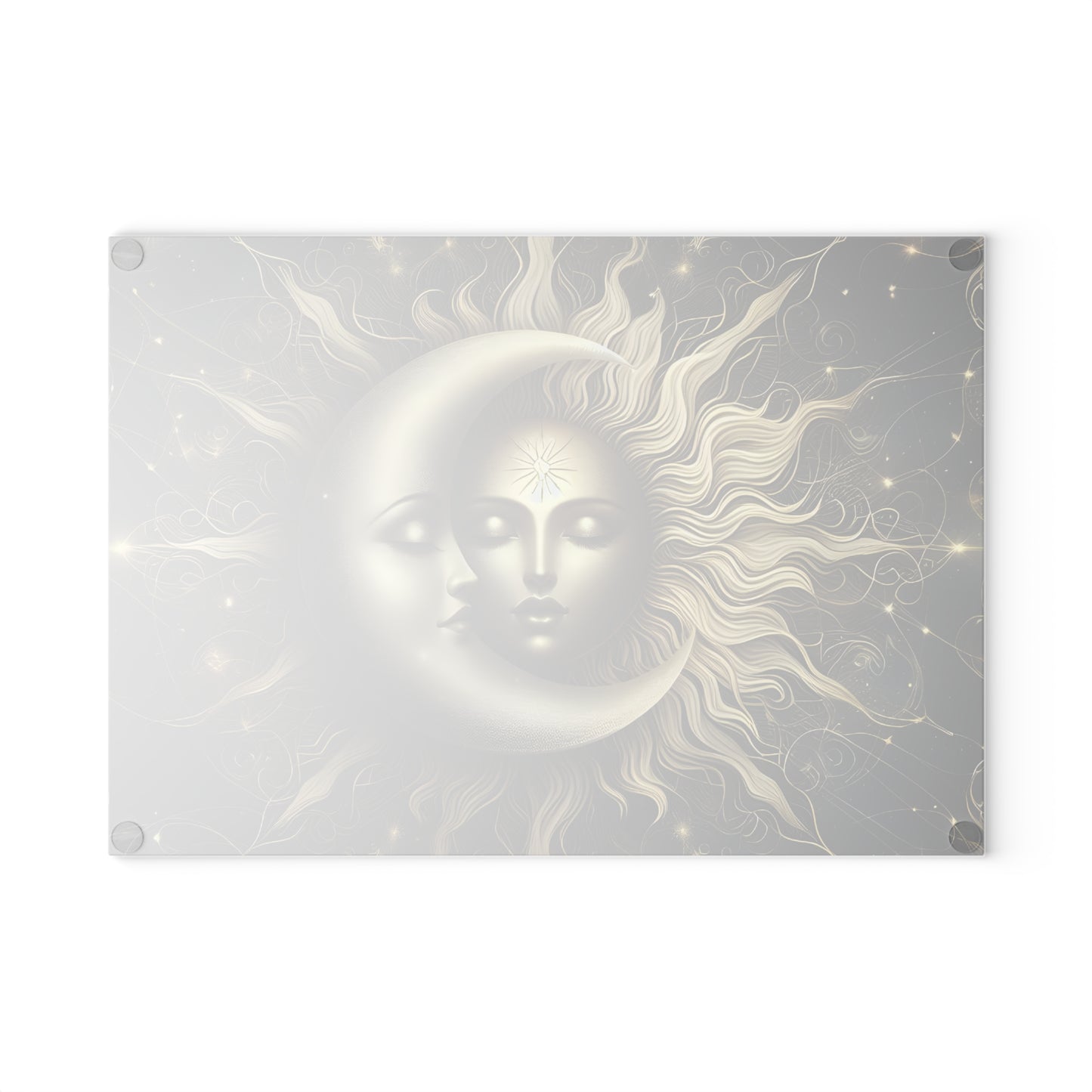 Celestial Sun and Moon Glass Cutting Board