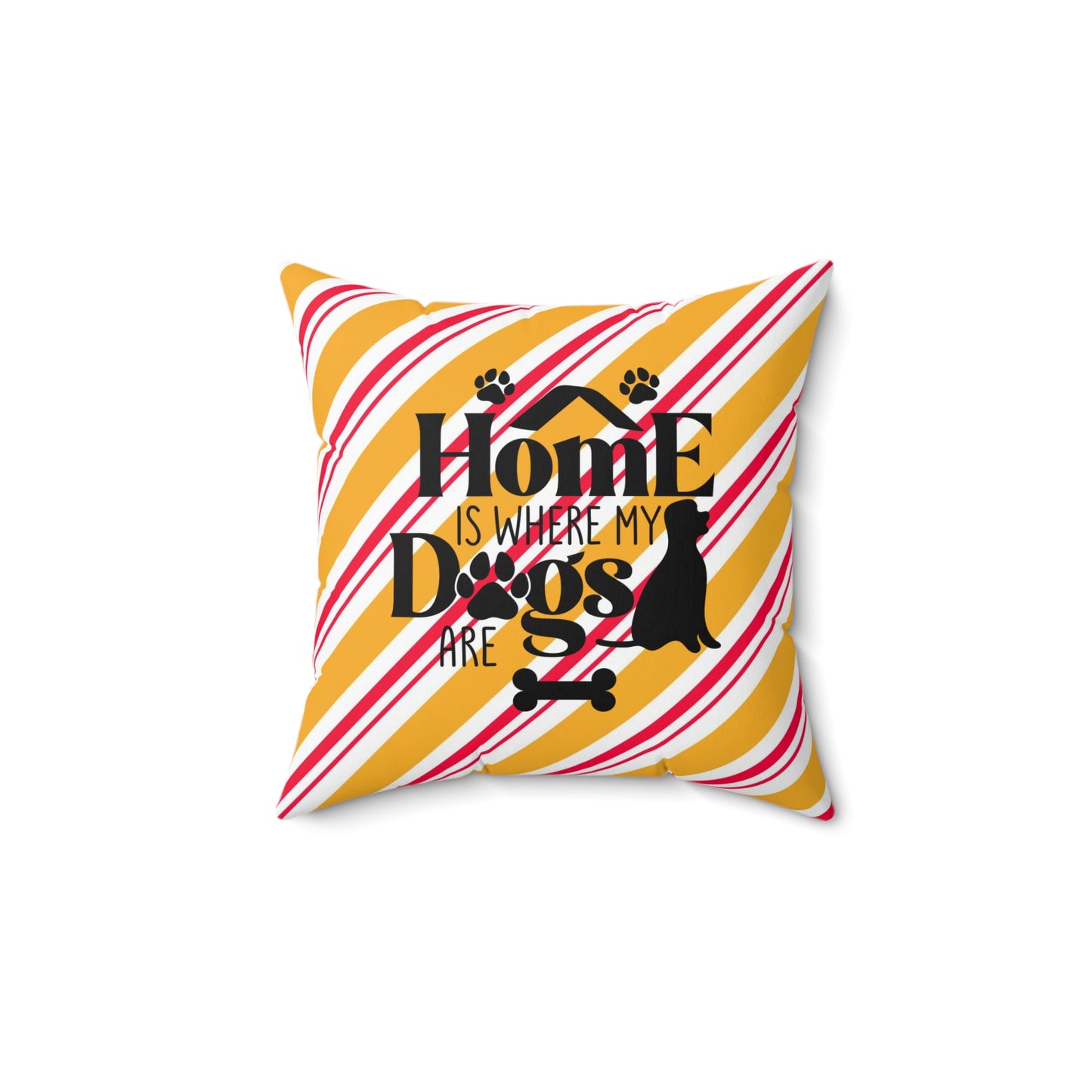Holiday Spun Polyester Square Pillow, Animal Lovers, Dog Lover's Holiday Room Decor, Holiday Accent for Dog People, Housewarming Gift