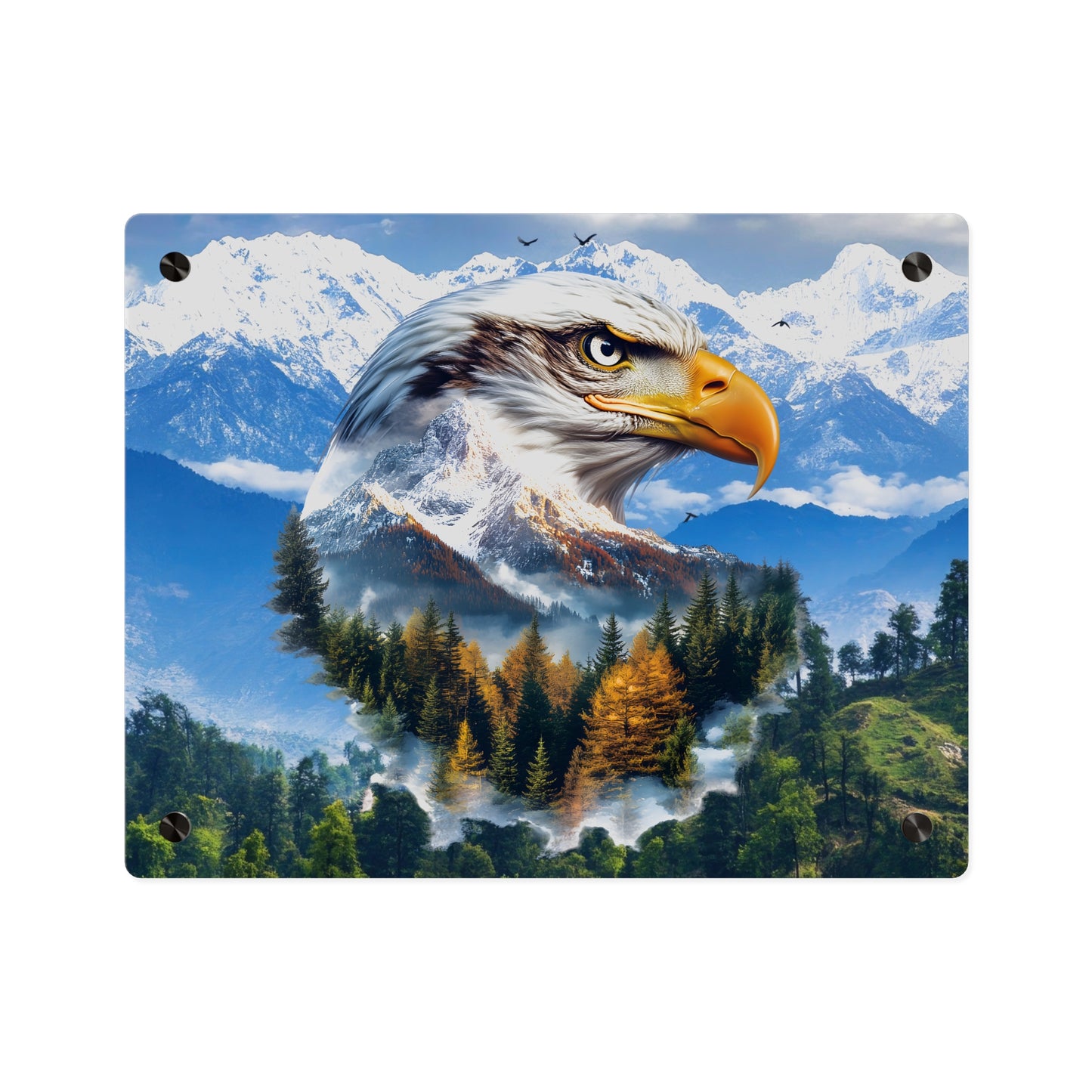 Eagle Mountain Acrylic Wall Art Panel — Patriotic Wilderness Landscape Decor