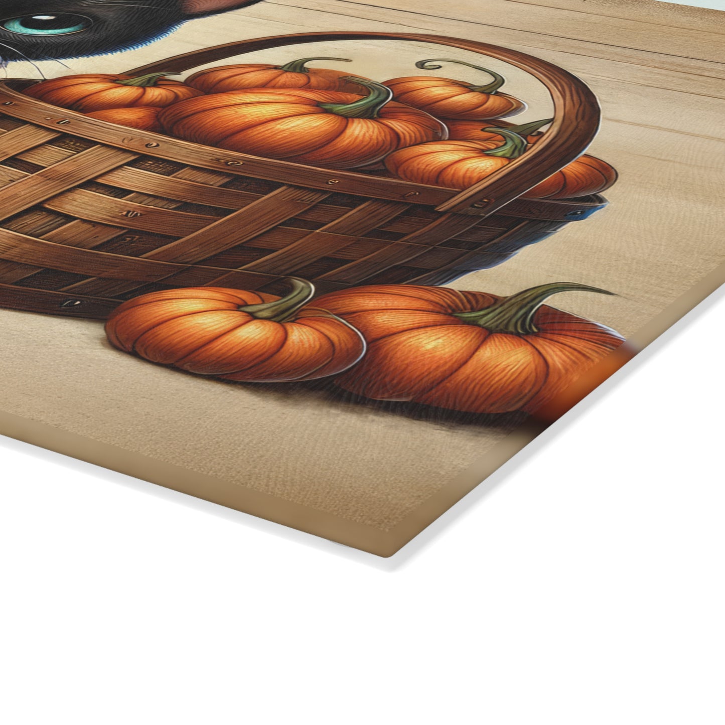 Cute Black Cat Pumpkin Glass Cutting Board - Perfect for Fall Cooking & Home Decor