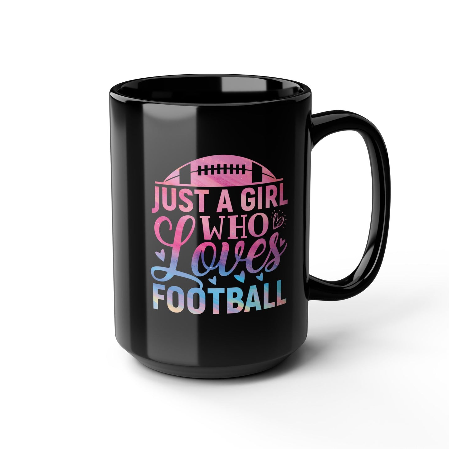 Football Theme for Her Black Mug (11oz, 15oz), Cute Football Quote, Hot Chocolate, Tea, Coffee Lovers, Football Lovers, Great Gift Idea for Any Occasion for Her