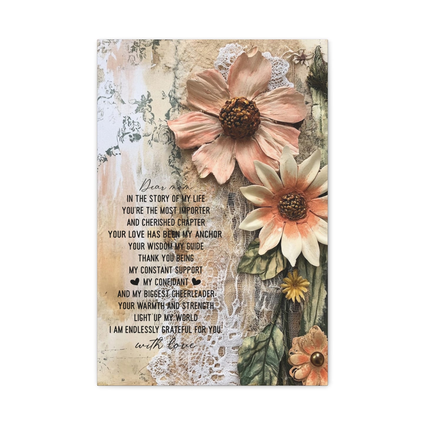 Floral Canvas Wall Art - Heartfelt Mom Appreciation Decor