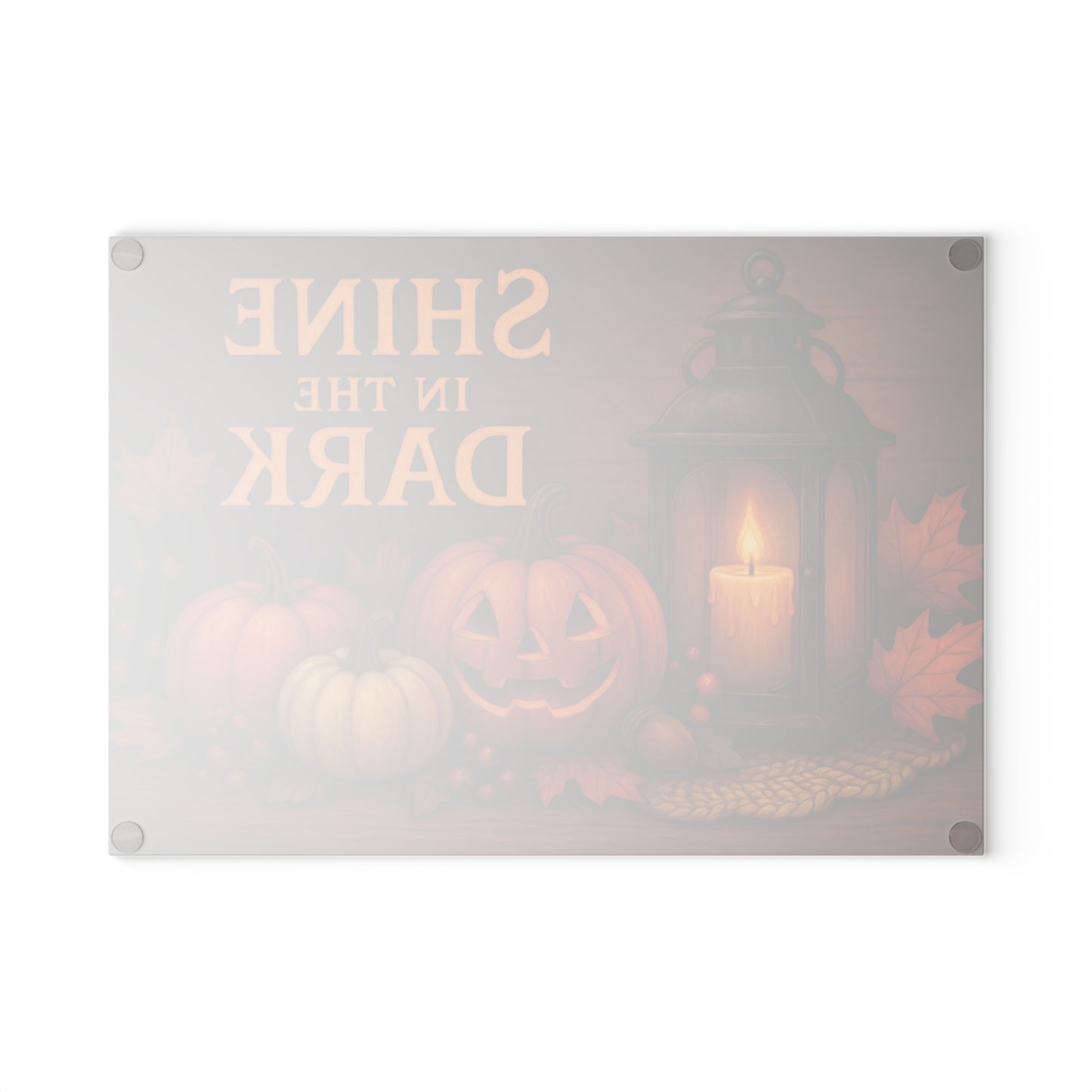 Harvest Lantern Glass Cutting Board - Shine in the Dark Design