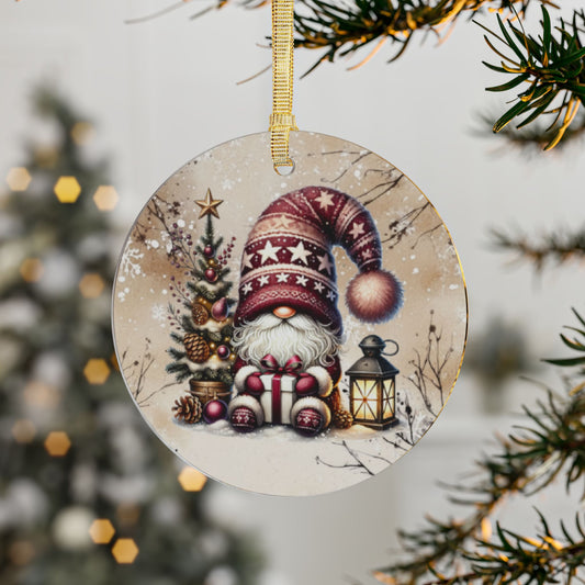 Festive Holiday Gnome Acrylic Ornaments - Christmas Decor