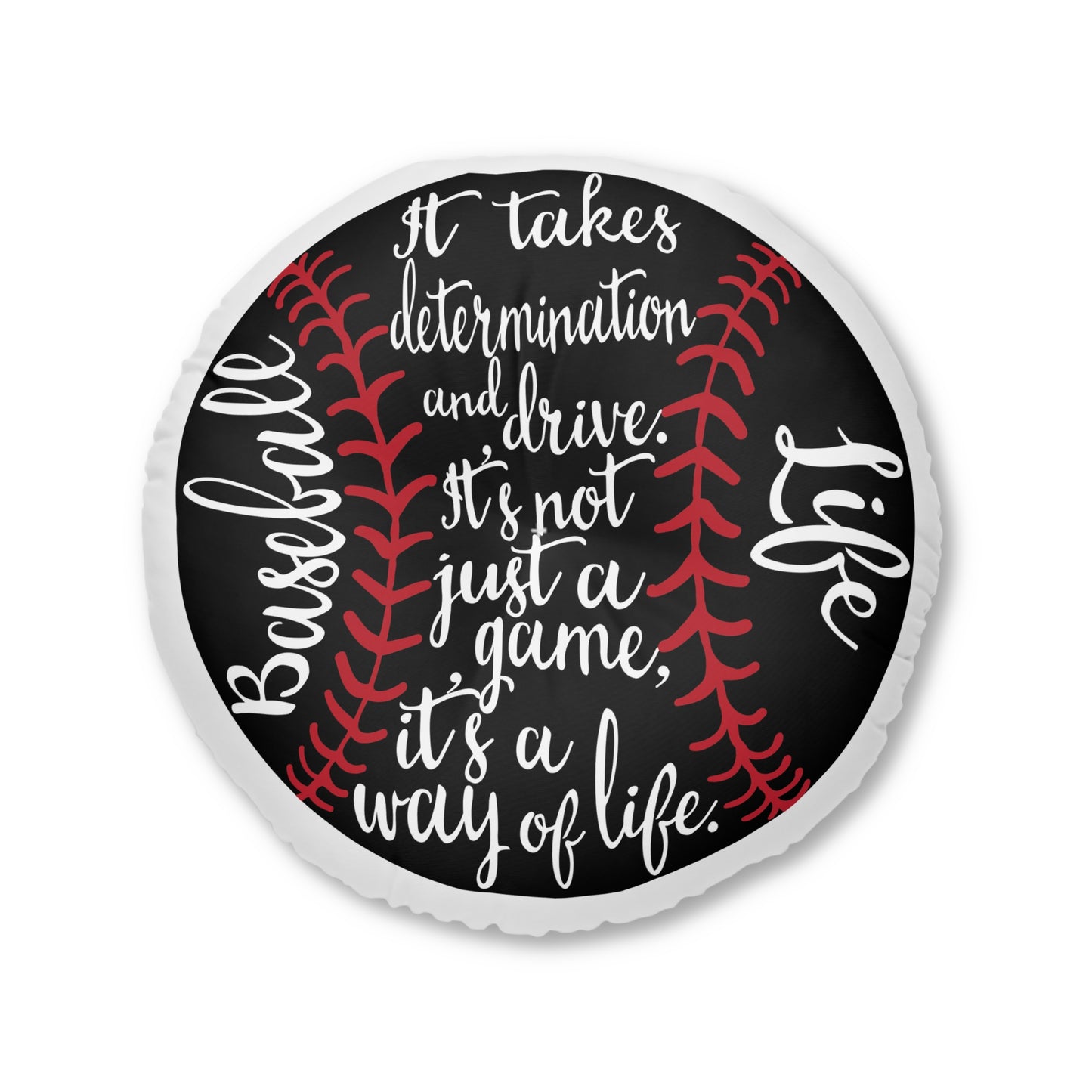 Round Tufted Floor Pillow - Baseball Theme