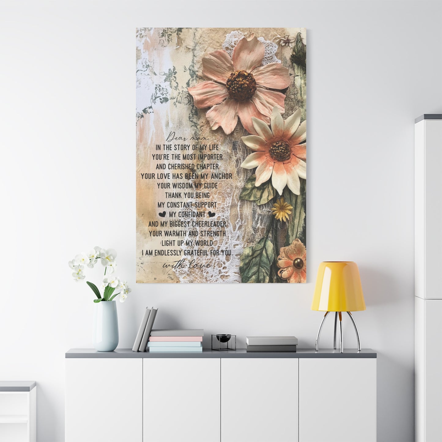 Floral Canvas Wall Art - Heartfelt Mom Appreciation Decor