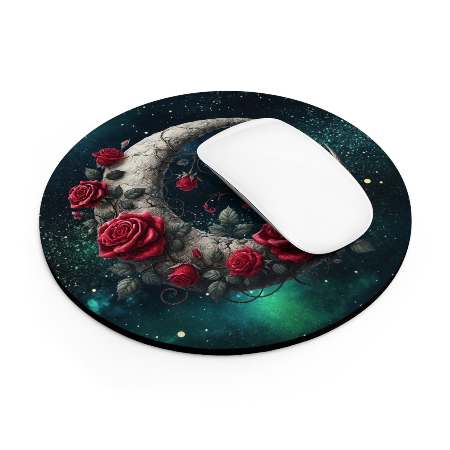 Celestial Rose Moon Desk Mouse Pad - Ethereal Design for Gamers & Desk Decor