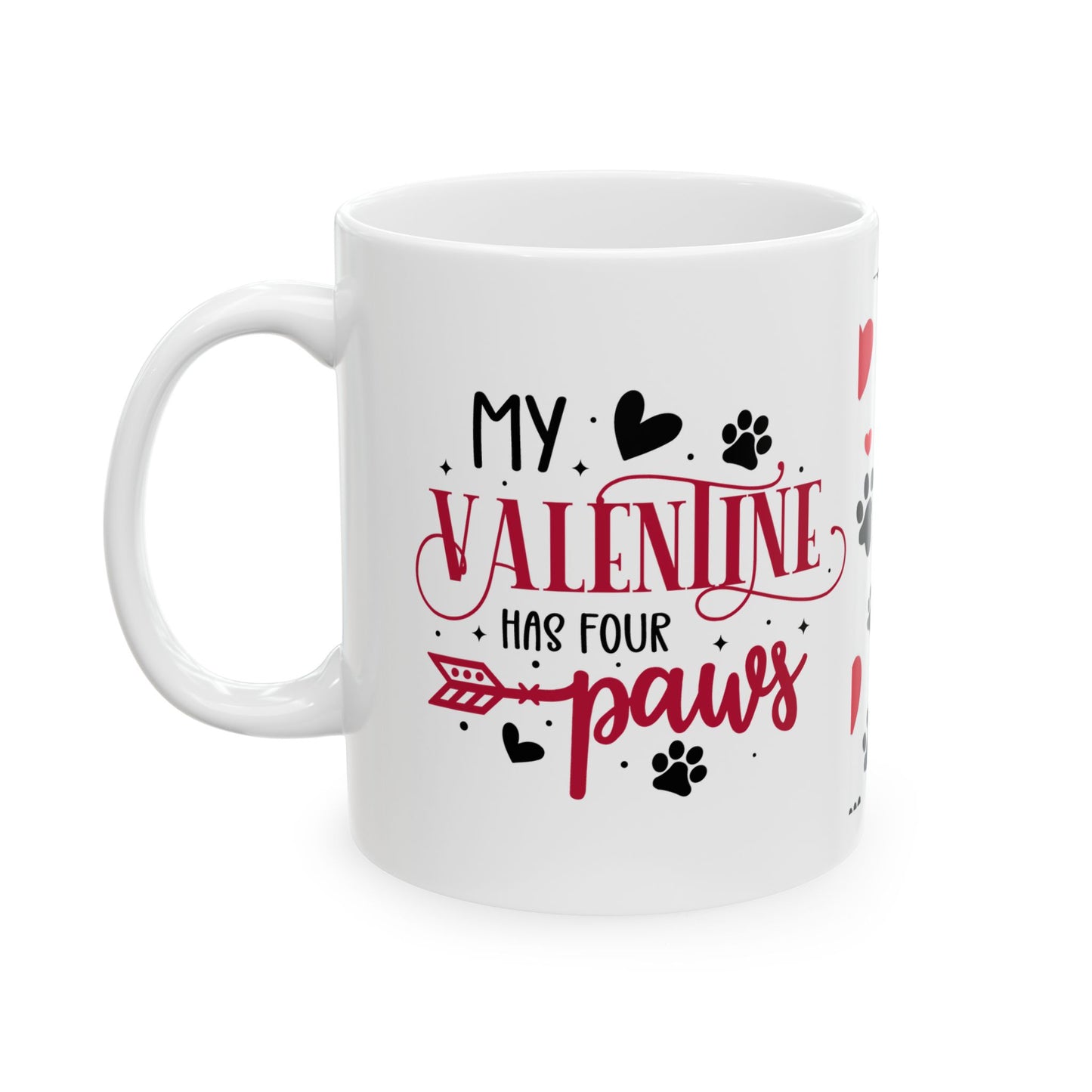 Valentine Paw Print Ceramic Mug – I Love My Furry Valentine (11oz & 15oz)