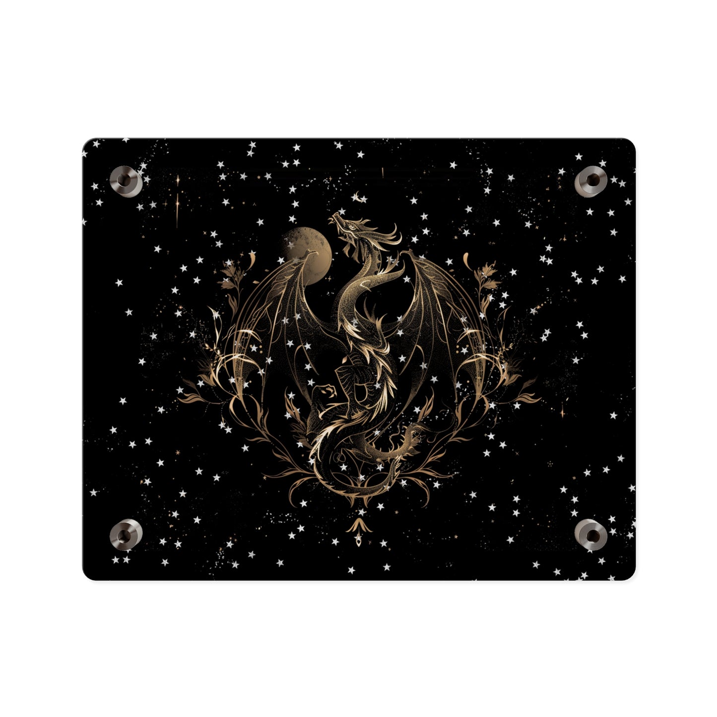 Sleek Dragon Acrylic Wall Art Panel - Celestial Decor for Fantasy Lovers