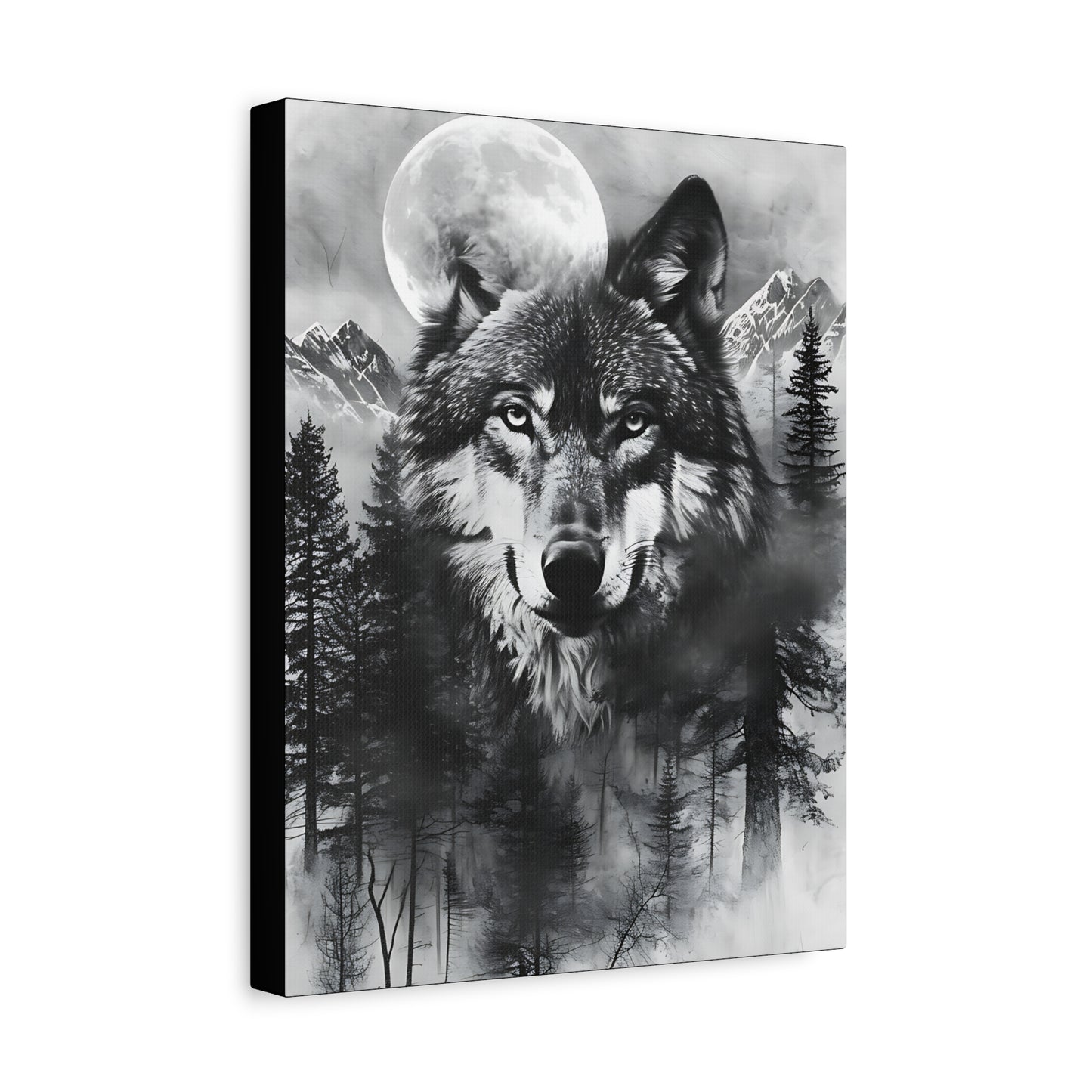 Majestic Wolf Canvas Wall Art - Black and White Wilderness Decor