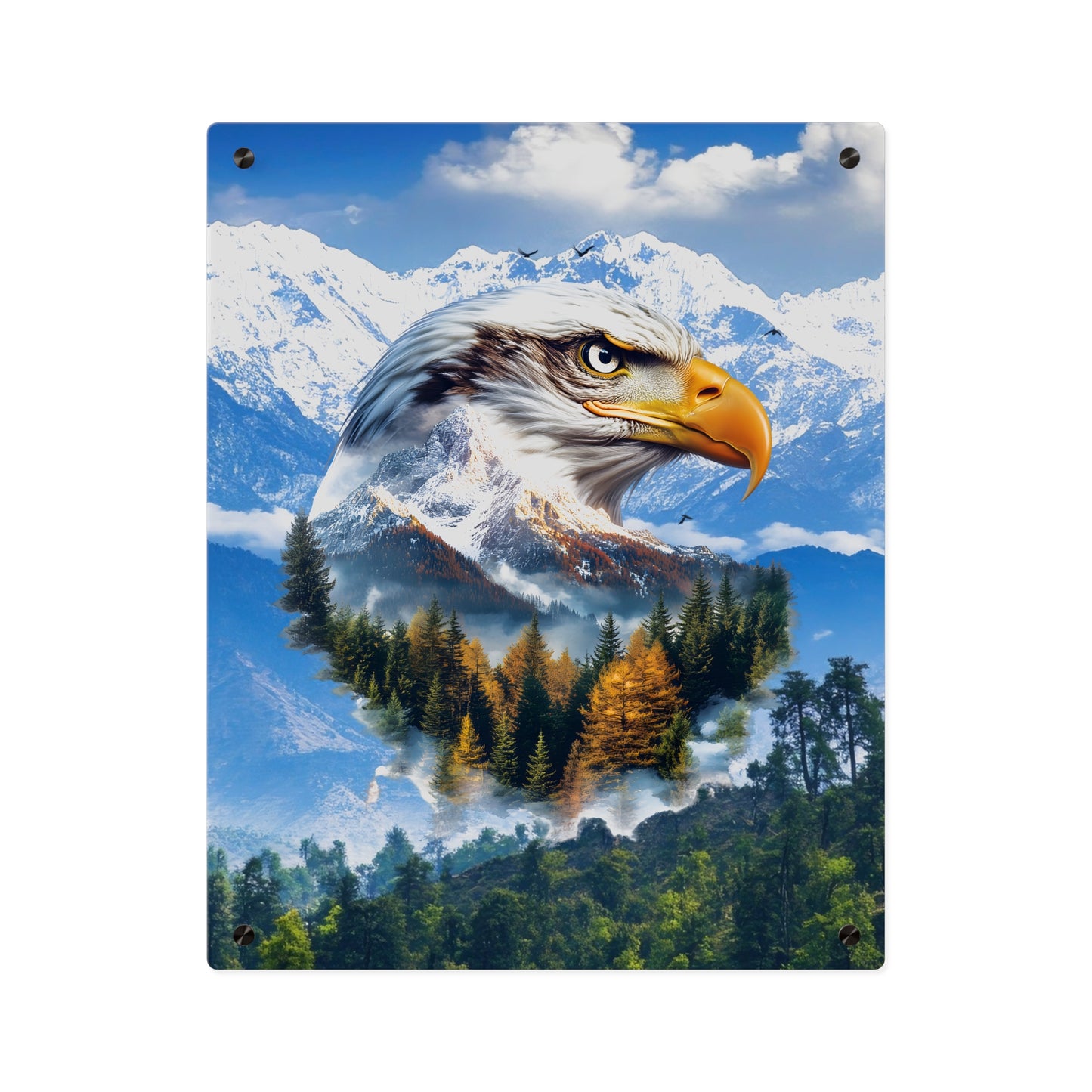 Eagle Mountain Acrylic Wall Art Panel — Patriotic Wilderness Landscape Decor