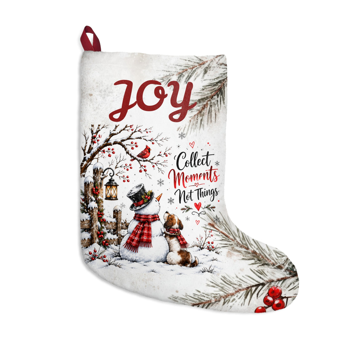 Personalizable Joy Christmas Stocking – Collect Moments, Not Things Holiday Decor