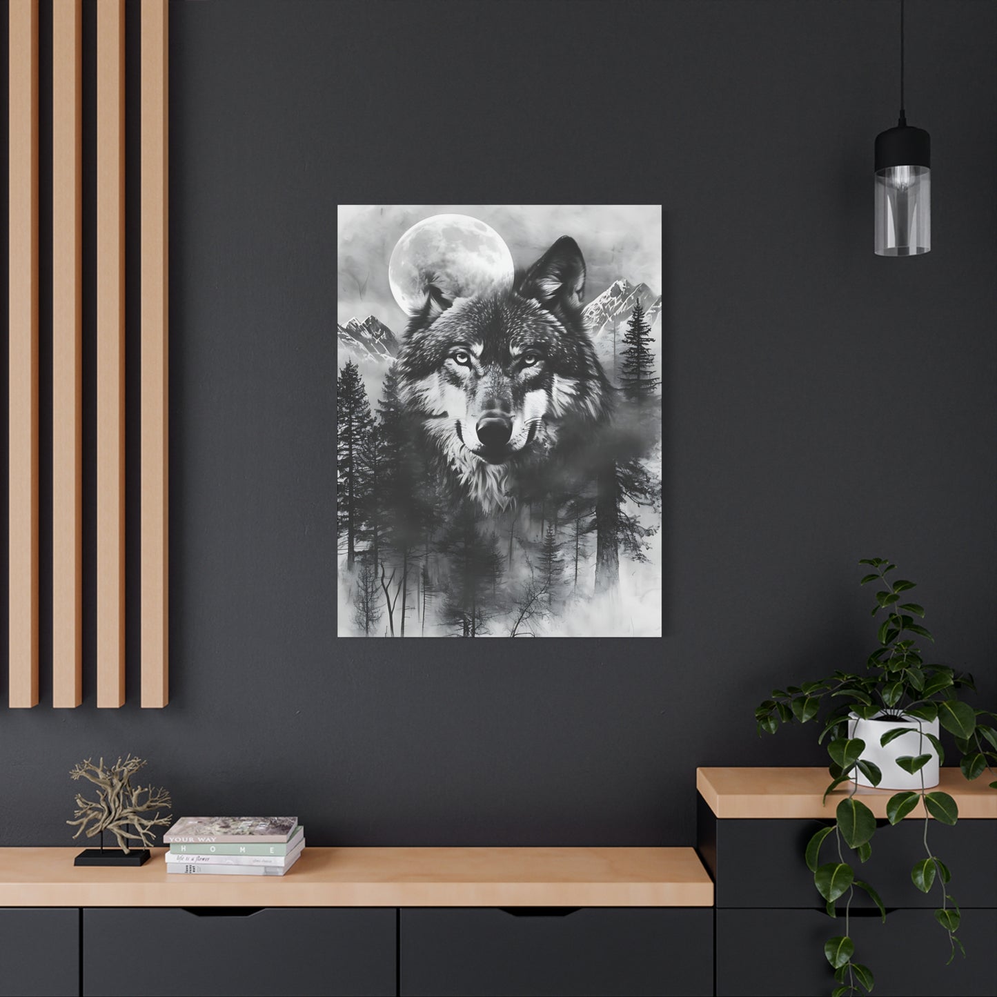 Majestic Wolf Canvas Wall Art - Black and White Wilderness Decor