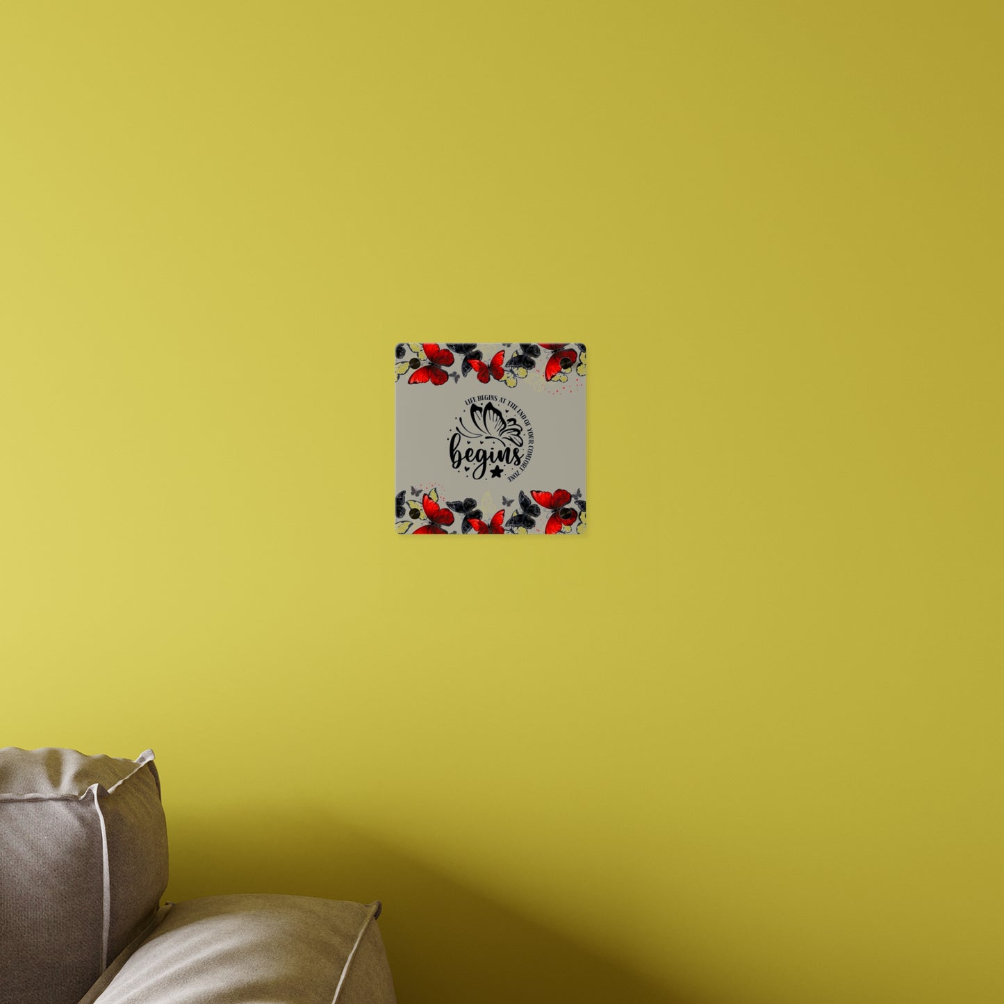 Inspirational Butterfly Acrylic Wall Art Panel - 'Life Begins' Decor