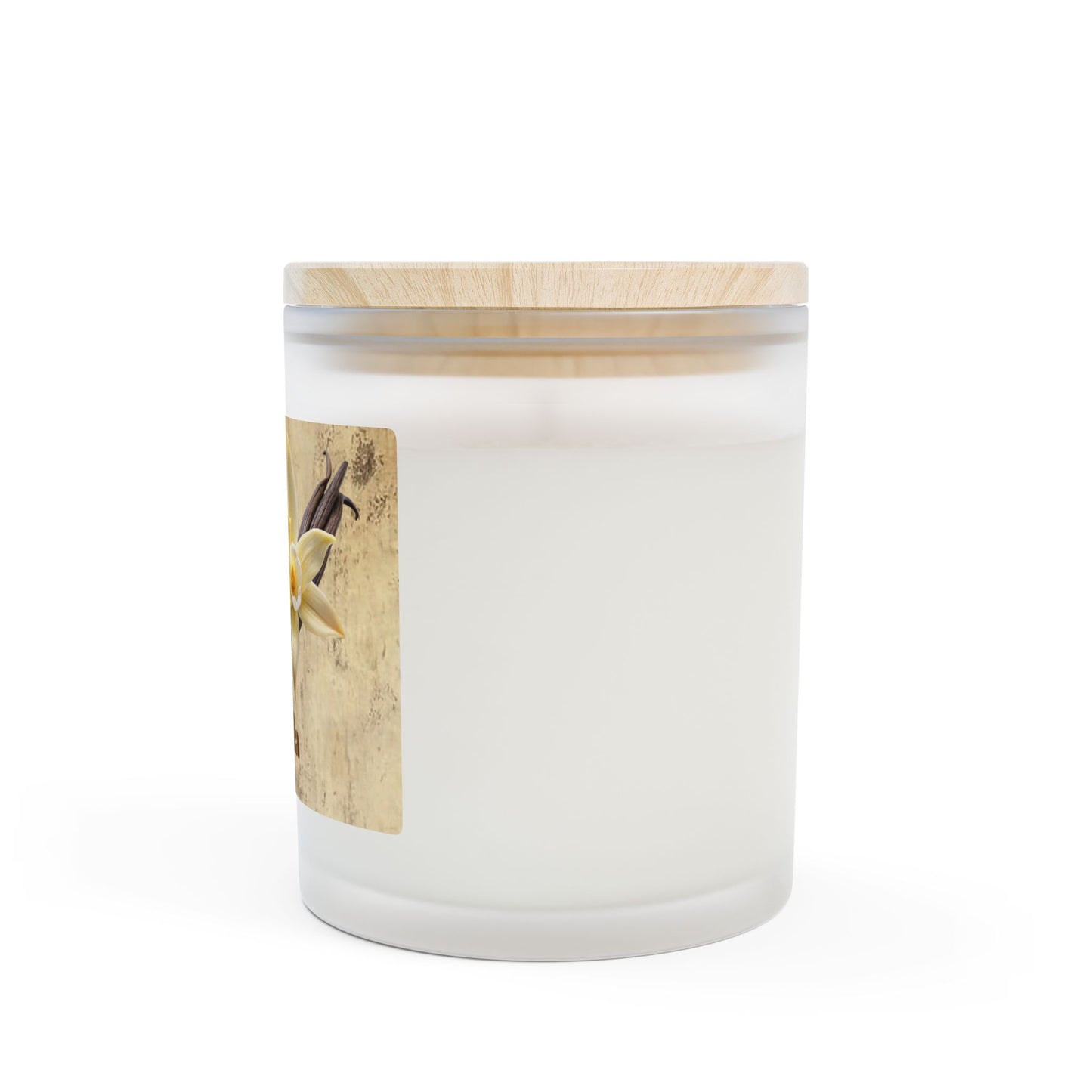 Vanilla Frosted Glass Candle – 11oz Scented Soy Candle with Wooden Lid