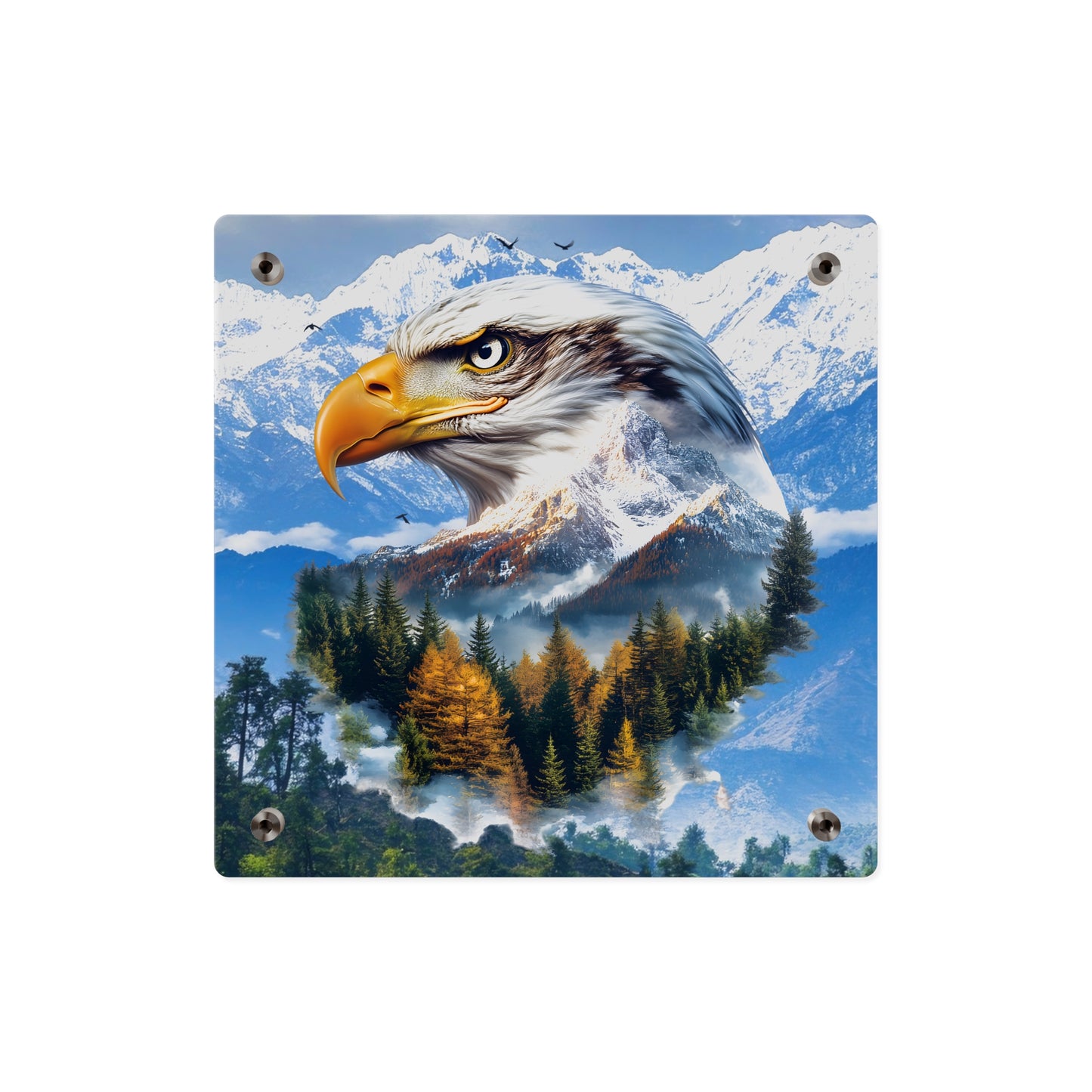 Eagle Mountain Acrylic Wall Art Panel — Patriotic Wilderness Landscape Decor