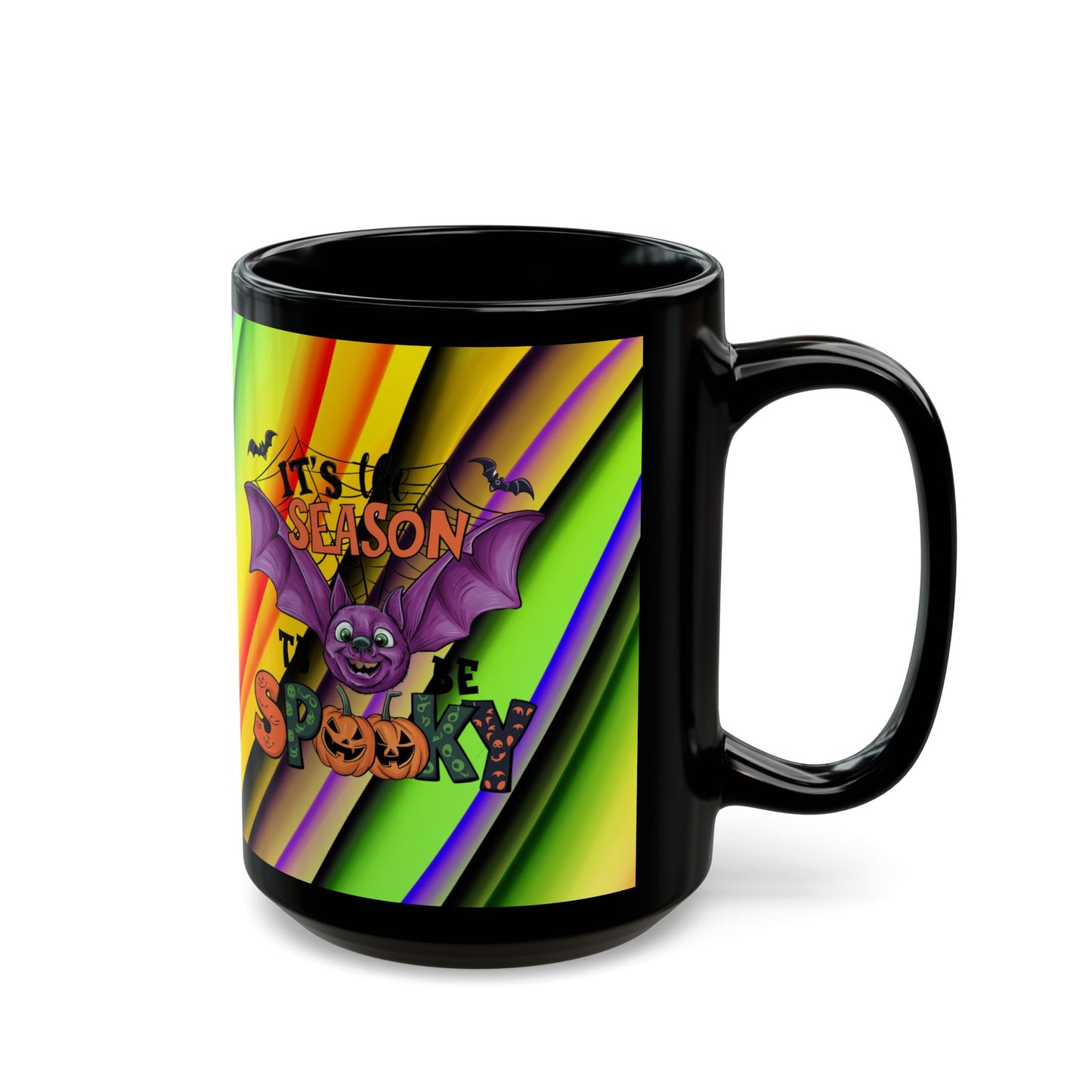 Halloween Theme Black Mug (11oz, 15oz), Cute Halloween Expression, Halloween Lovers, Coffee, Tea, Hot Chocolate Lovers Gift Idea