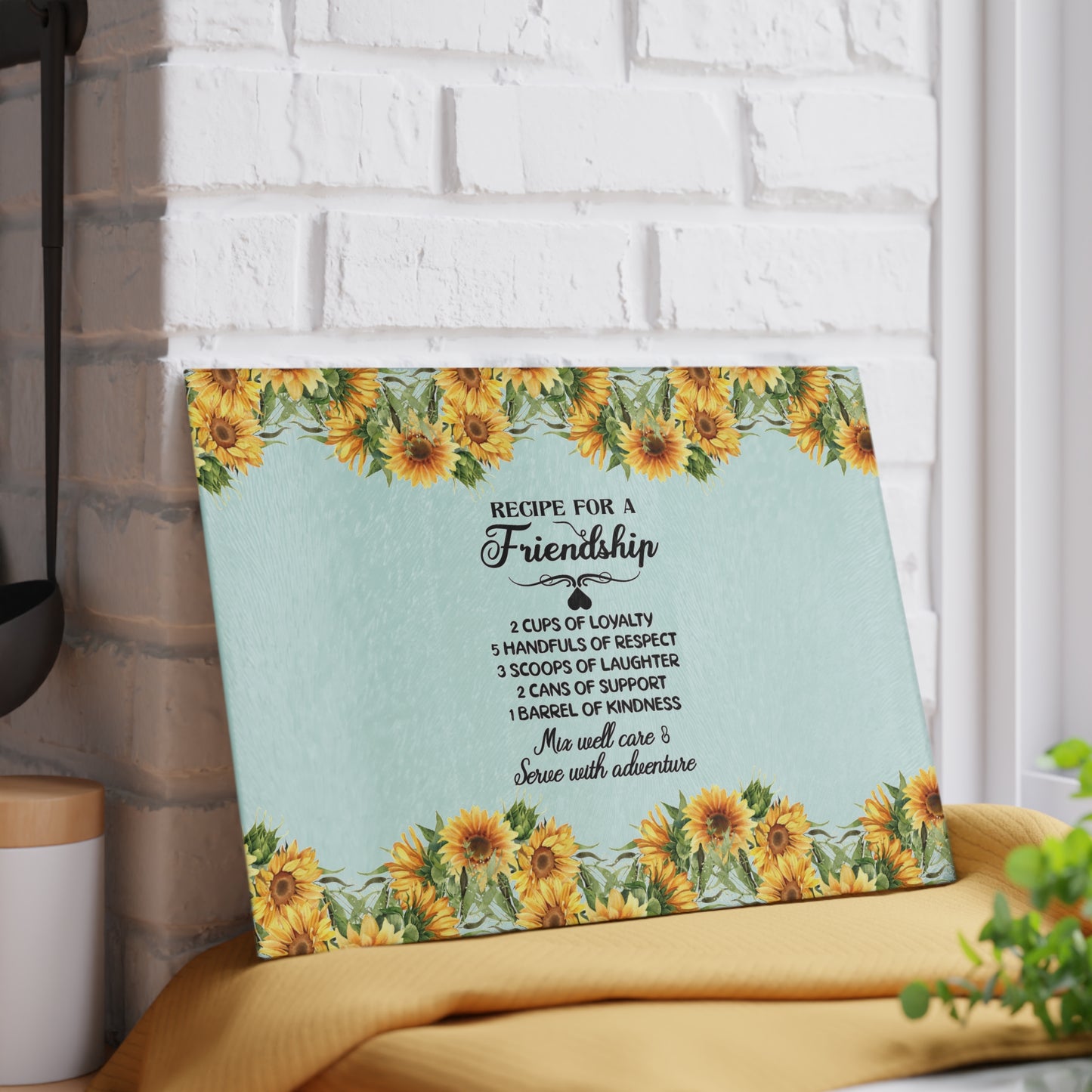 Glass Cutting Board Friendship Quote, Home Kitchen Essential, Friends Who Love To Cook, Housewarming Gift Idea, Friendship for Him or Her
