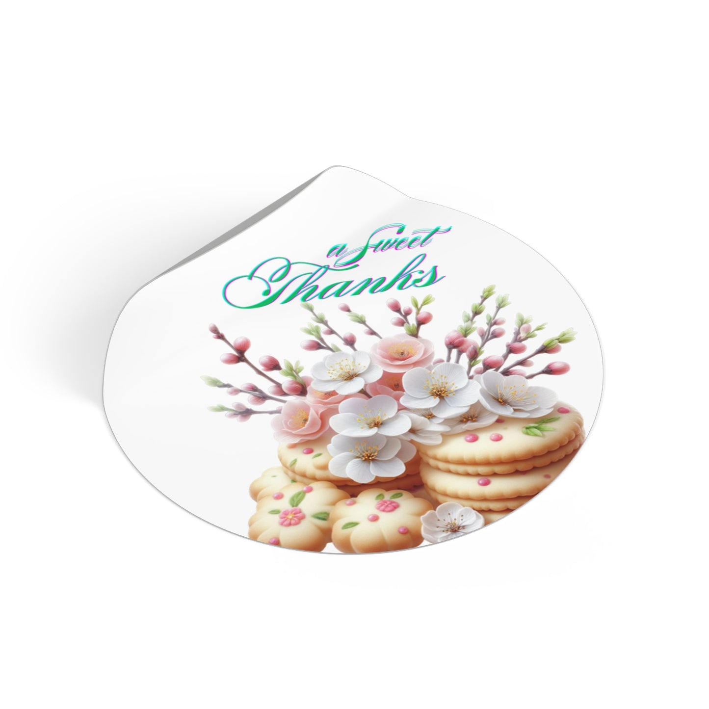 Floral Thank You Custom Vinyl Stickers, Wedding Favors, Party Decor, Personalized Gift, Cute Floral Design, Sweet Treats Decal