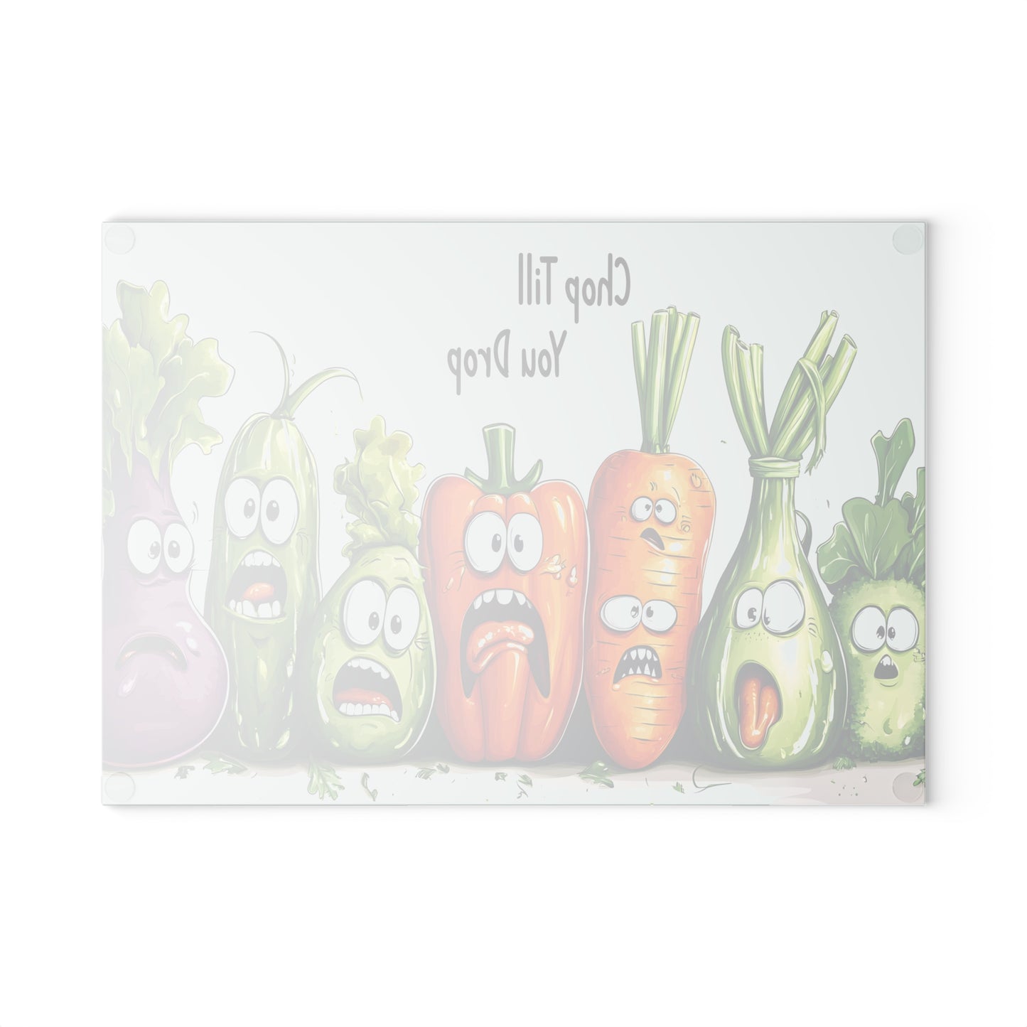 Funny Vegetable Glass Cutting Board - 'Chop Till You Drop' Design