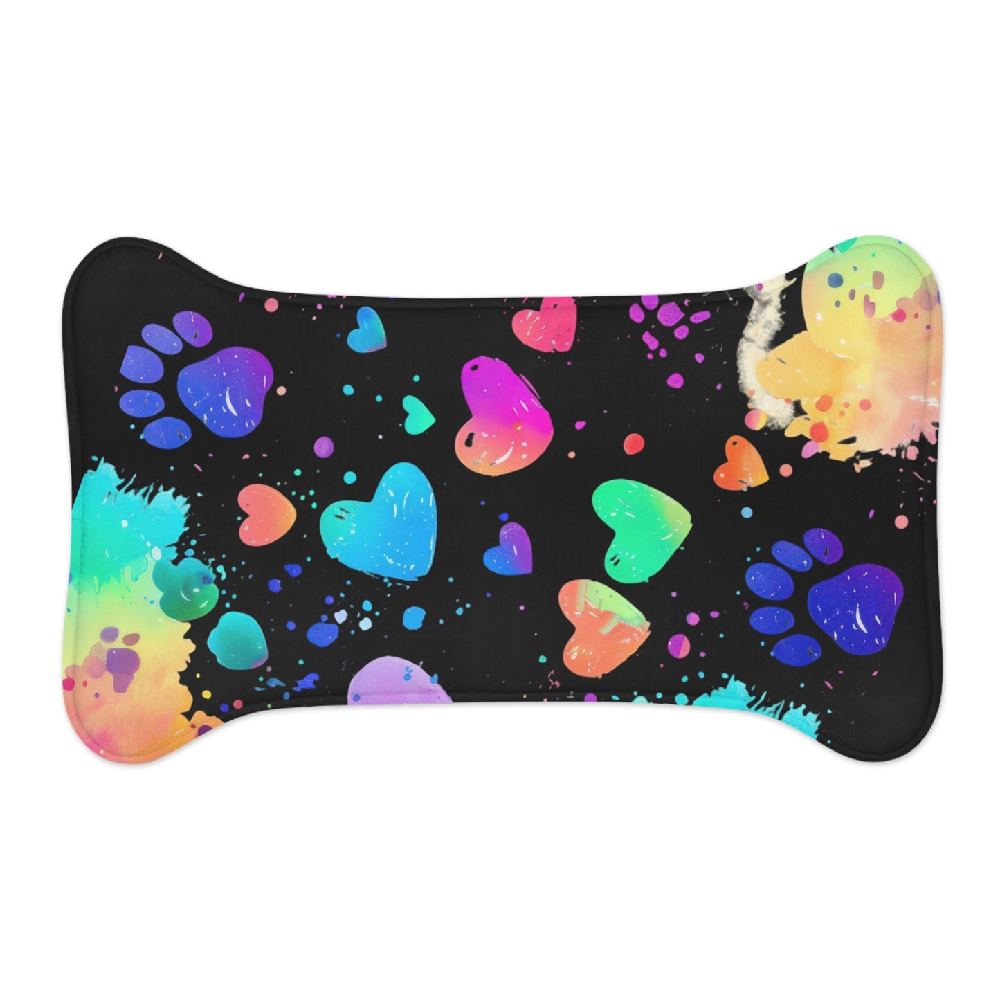 Colorful Pet Feeding Mats, Dog Feeding Mats, Cat Feeding Mats, Non-Slip Pet Placemat, Pet Food Mat for Home or Travel, Paw Print Design