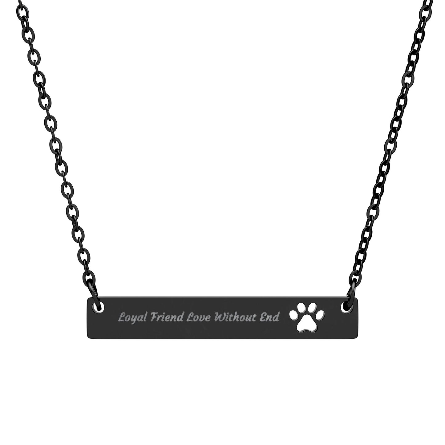 Loyal Friend Love Without End Necklace - Paw Cutout Bar Pendant Pet Memorial