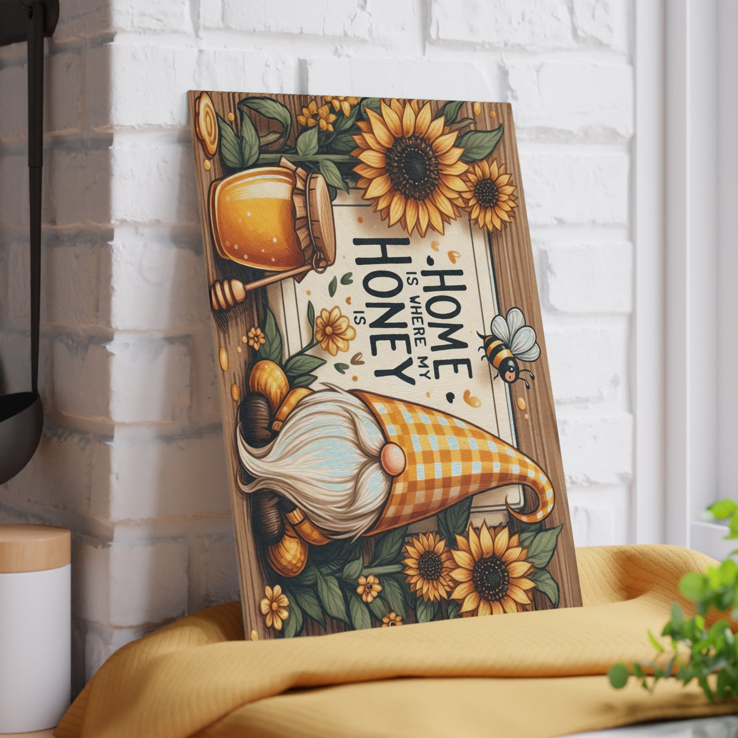 Home is Where My Honey Is Glass Cutting Board - Rustic Country Charm