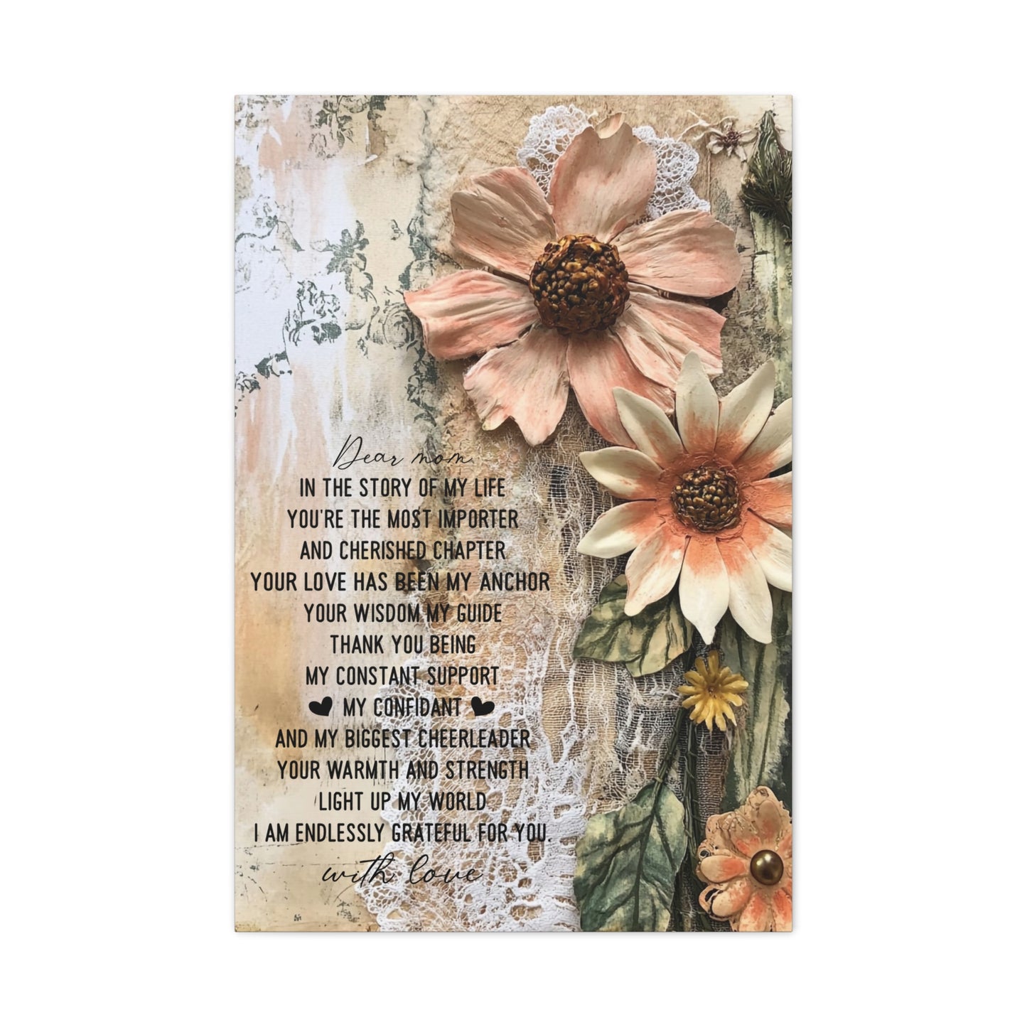 Floral Canvas Wall Art - Heartfelt Mom Appreciation Decor