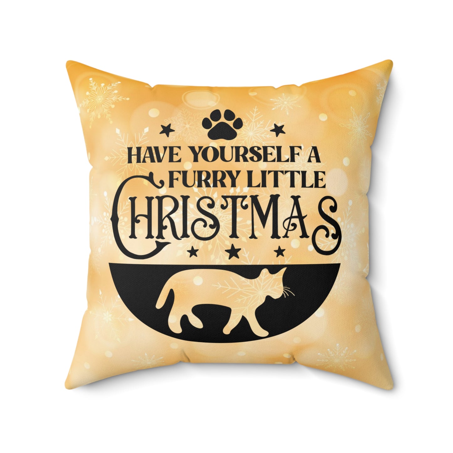 Pet Cat Christmas Theme Spun Polyester Square Pillow, Animal Lovers, CatLover's Christmas Decor, Christmas Quote Cat Accent for Home or Office