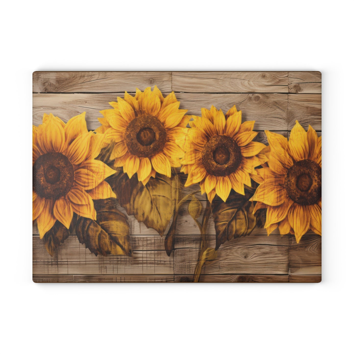Sunflower Glass Cutting Board - Rustic Charm Kitchen Decor