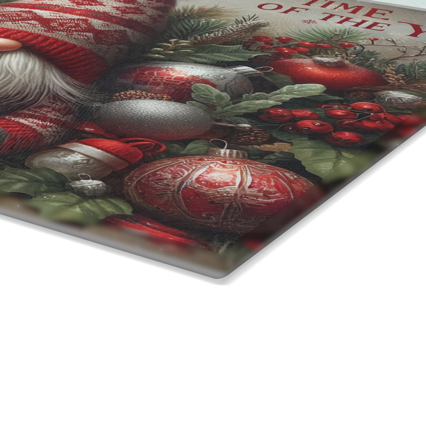 Festive Gnome Glass Cutting Board - Perfect for Holiday Cooking