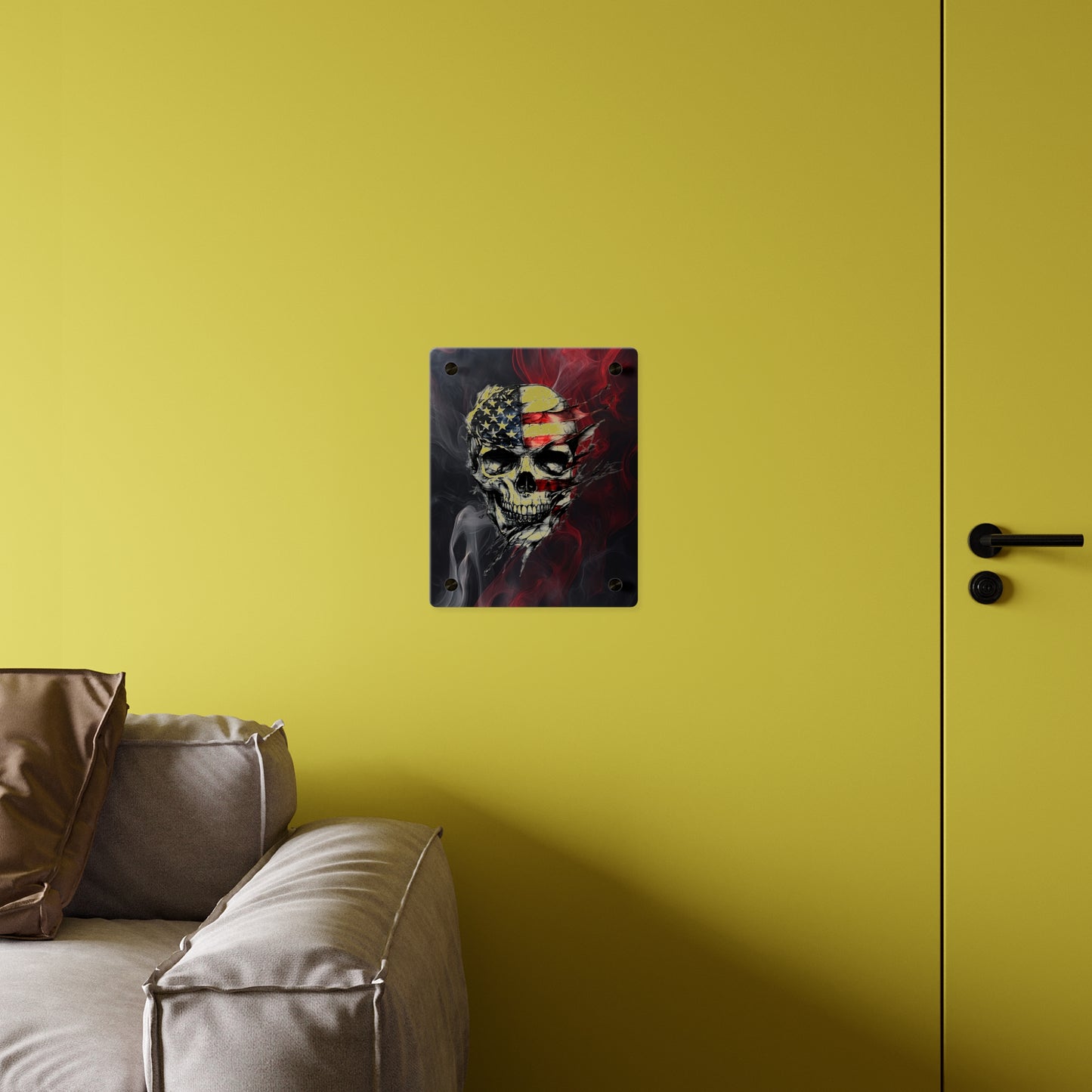 American Skull Acrylic Wall Art Panels - Edgy Decor for Rebels & Patriotic Souls